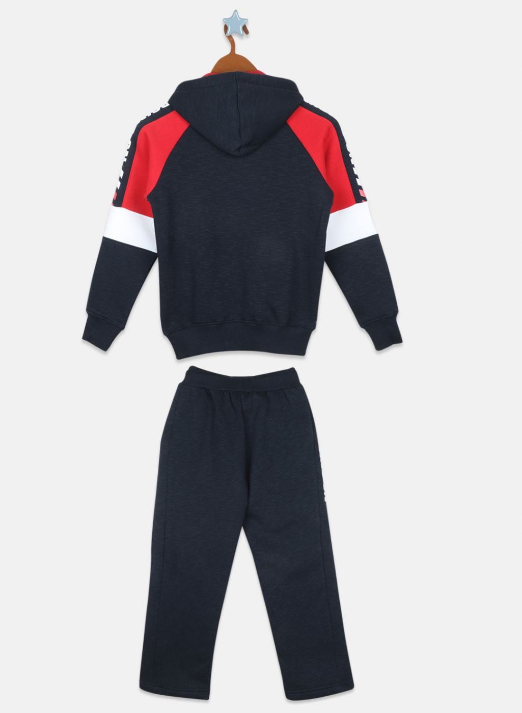 Boys NAvy Blue Printed Tracksuit