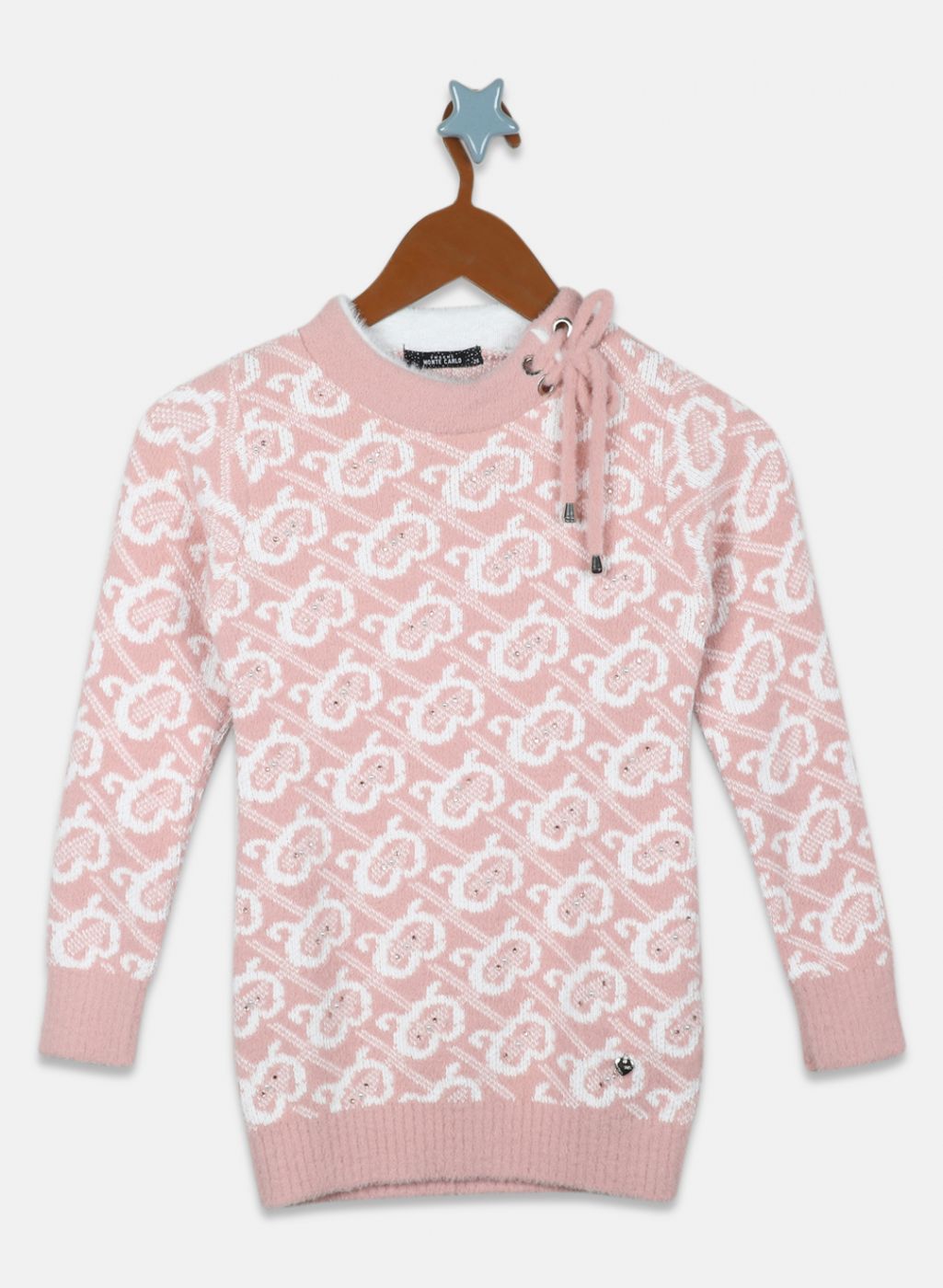 Girls Peach Jaquard Top