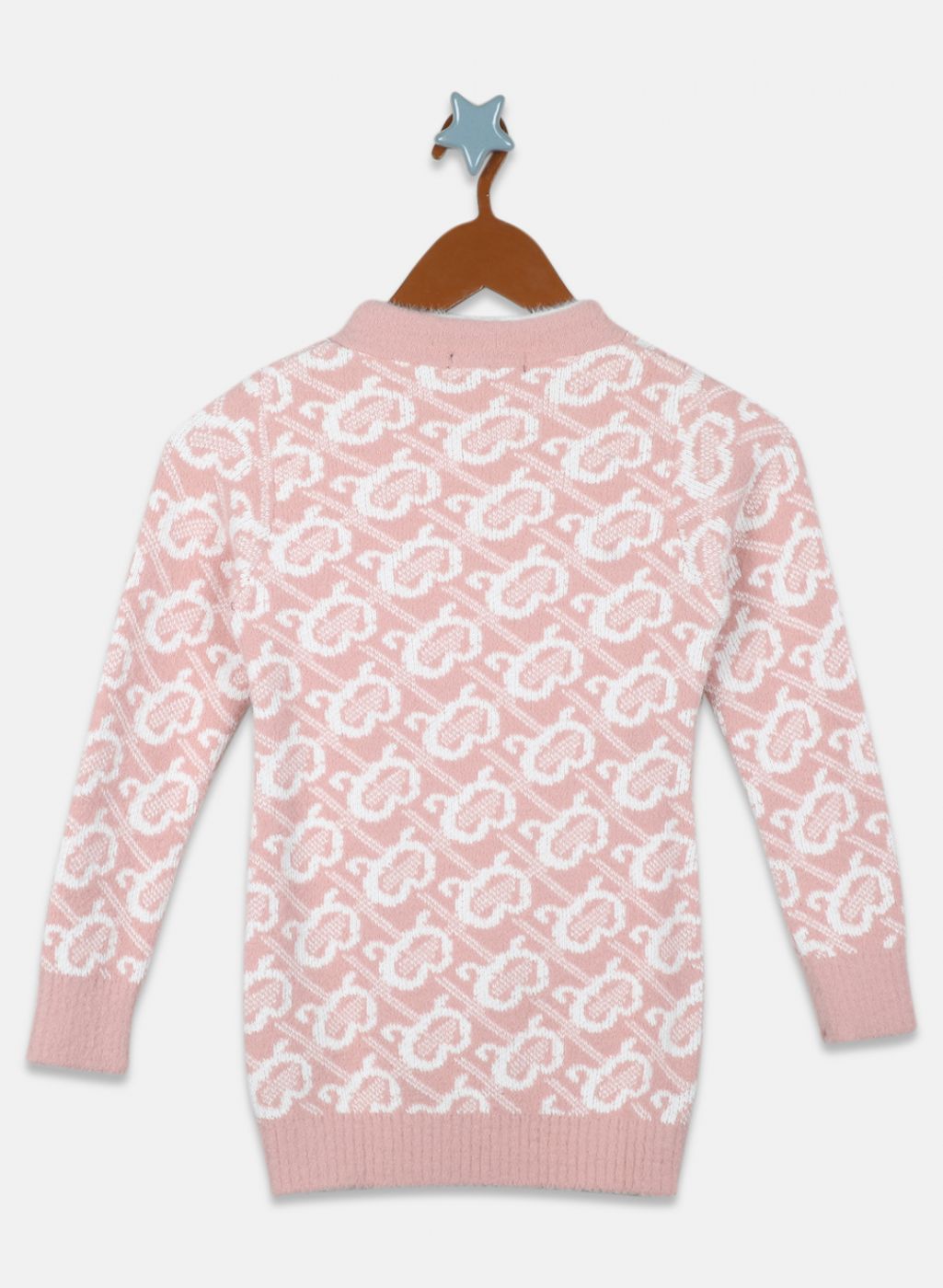 Girls Peach Jaquard Top