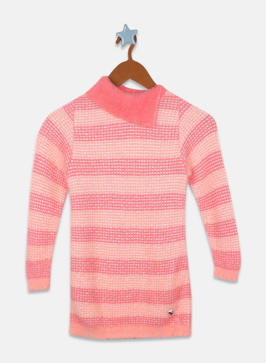 Girls Coral Pink Stripe Top