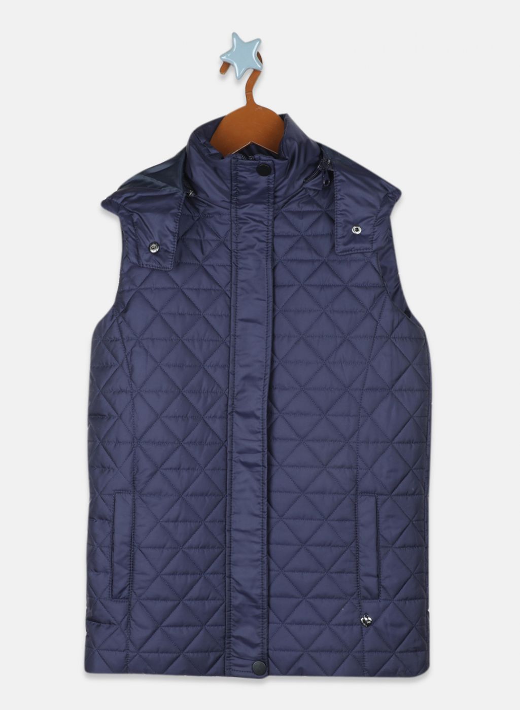 Girls Blue Solid Jacket