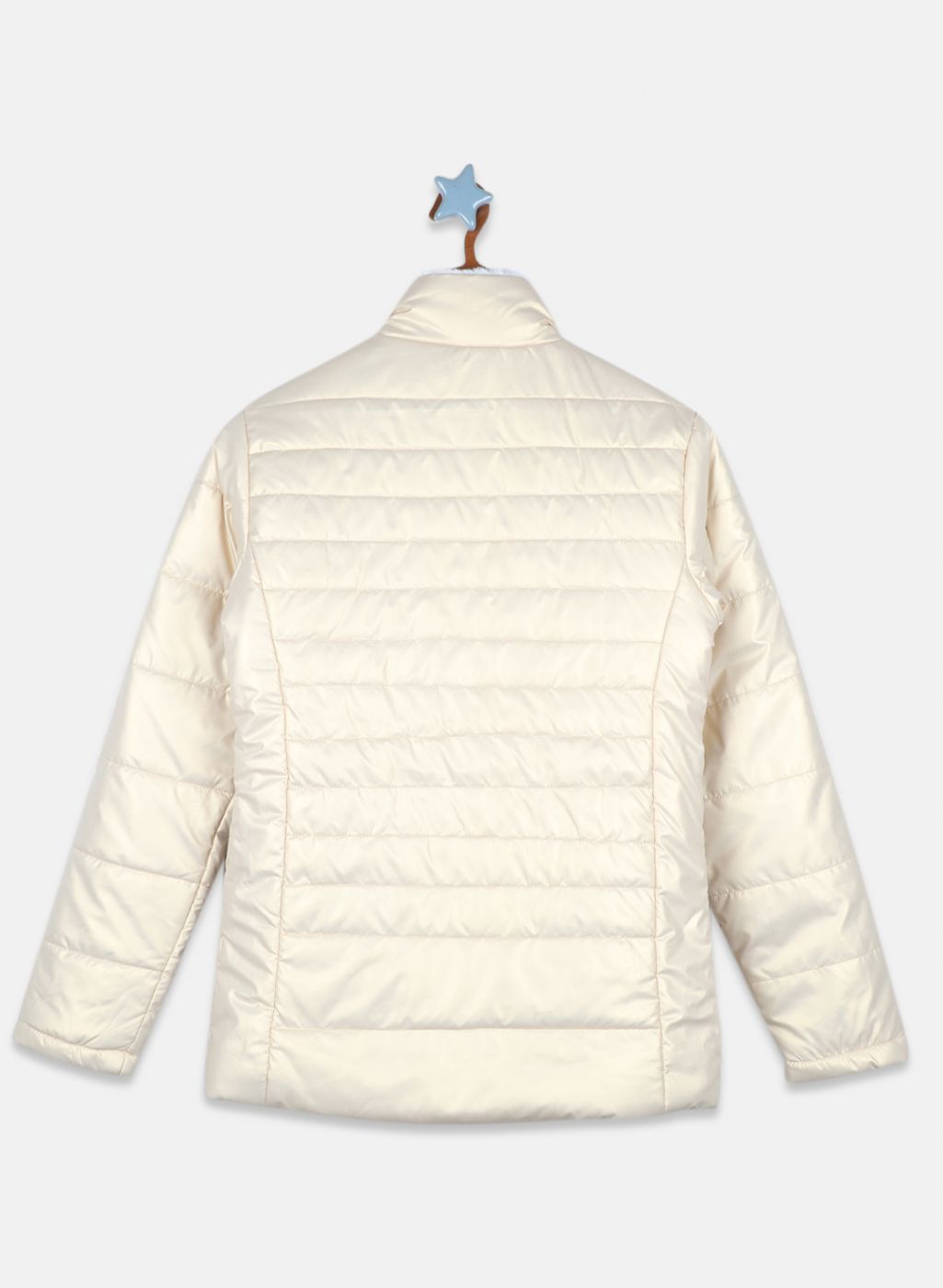 Girls Beige Printed Jacket