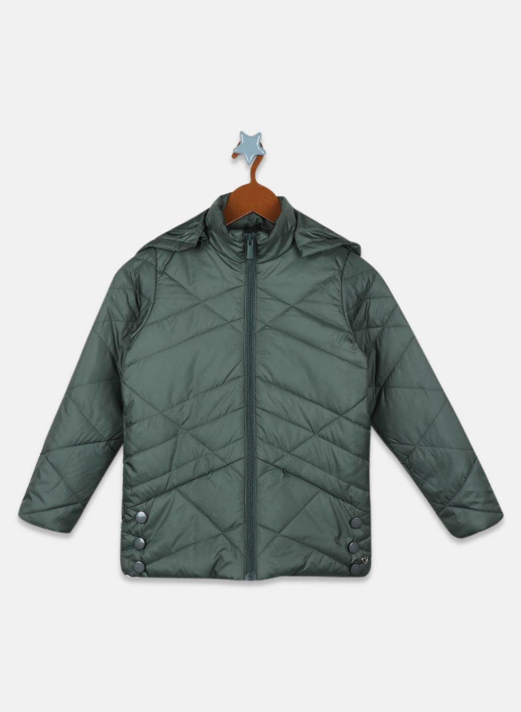 Girls Green Solid Jacket