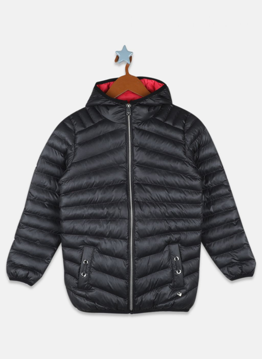 Girls Black Solid Jacket