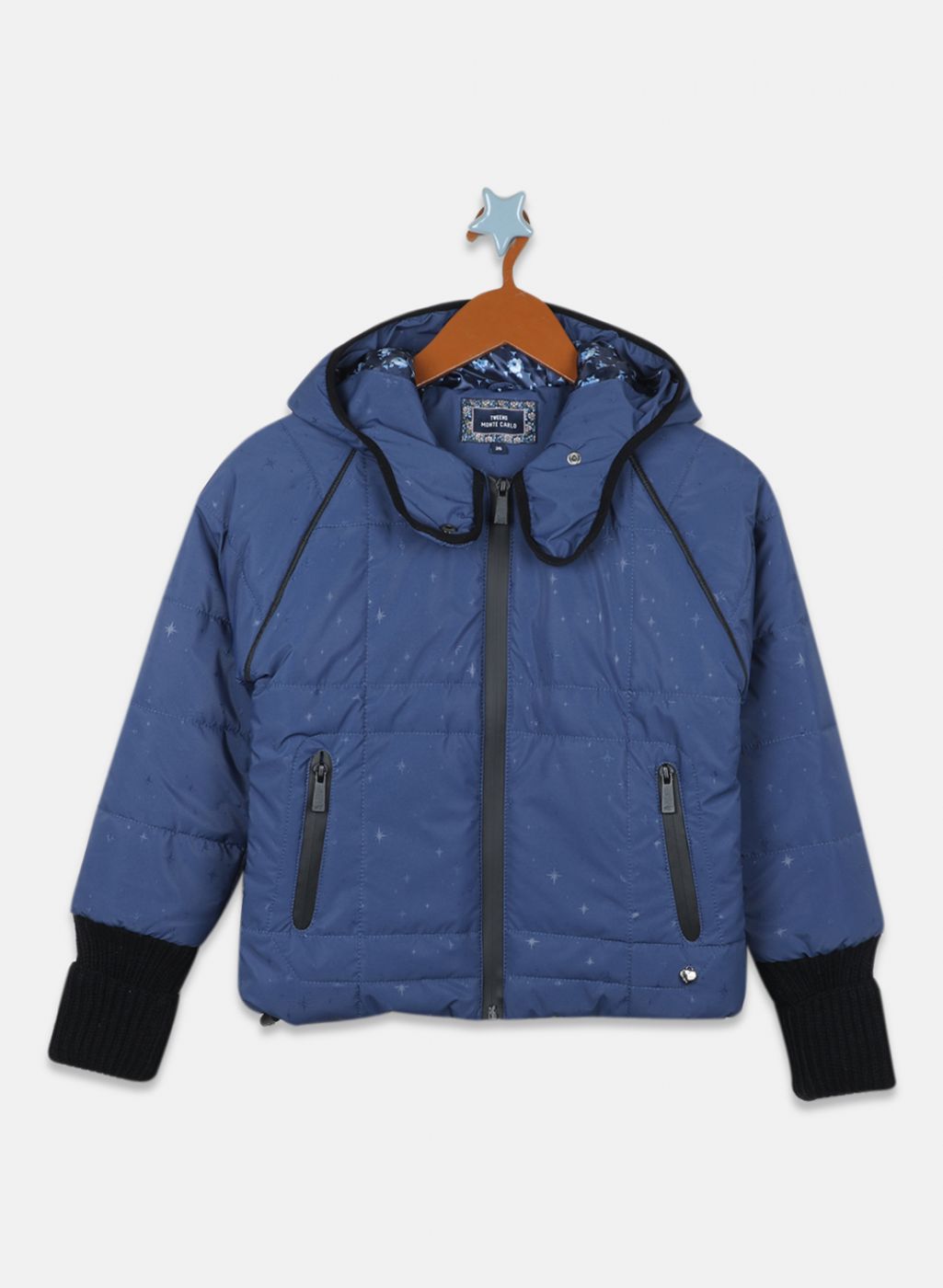 Girls NAvy Blue Printed Jacket