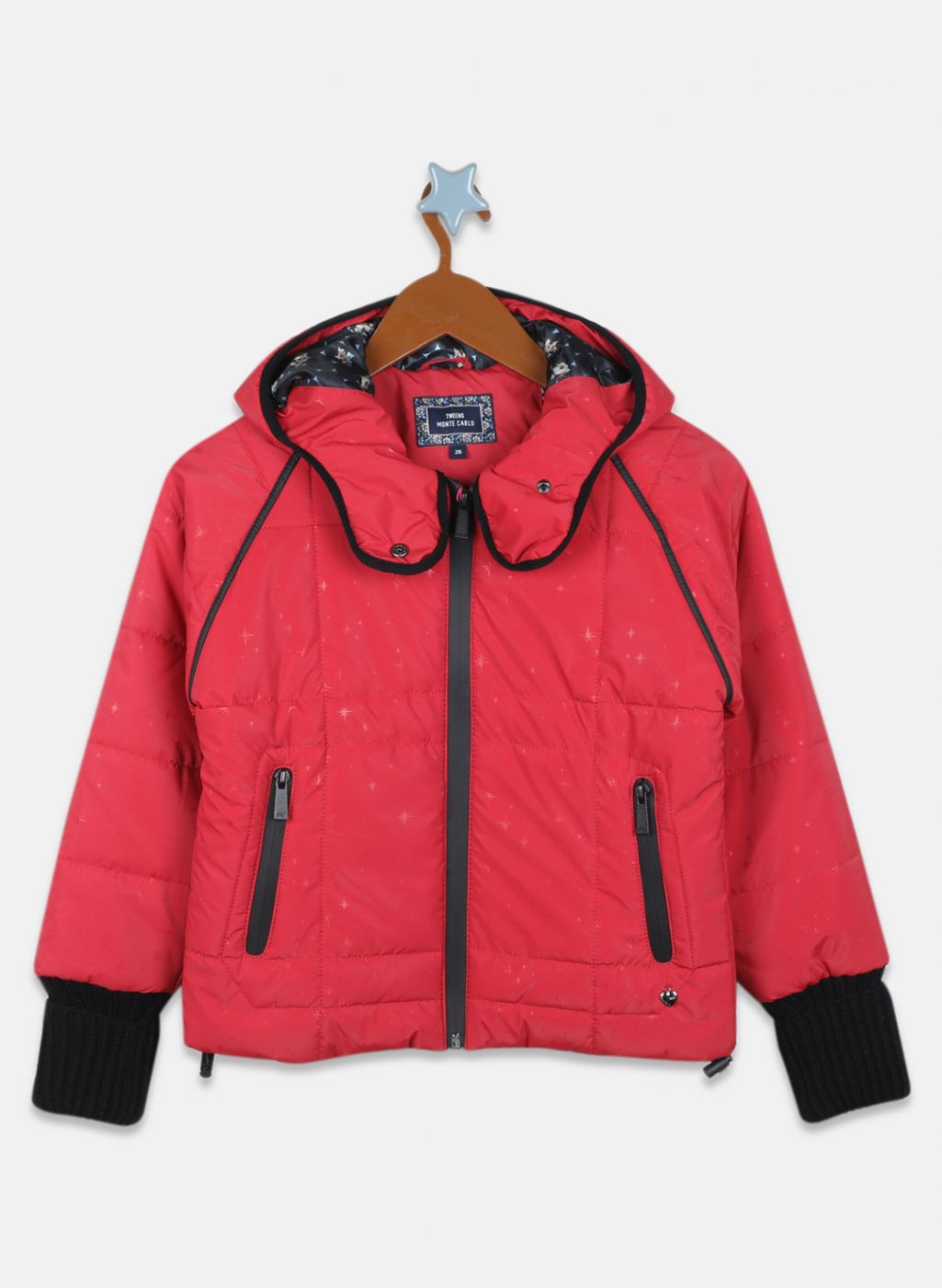 Girls Red Printed Jacket