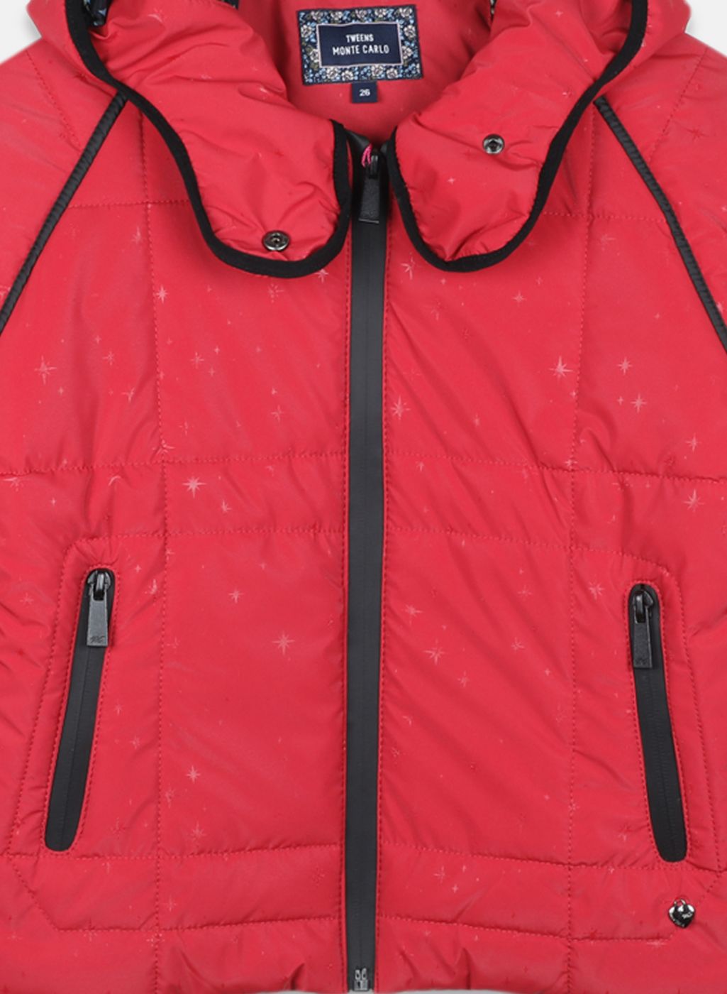 Girls Red Printed Jacket