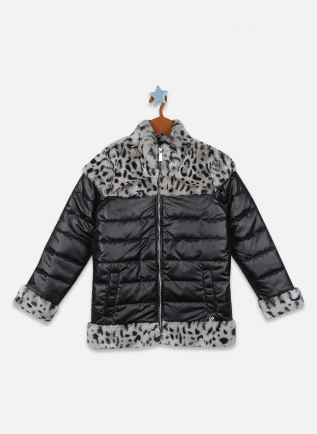 Girls Black Solid Jacket