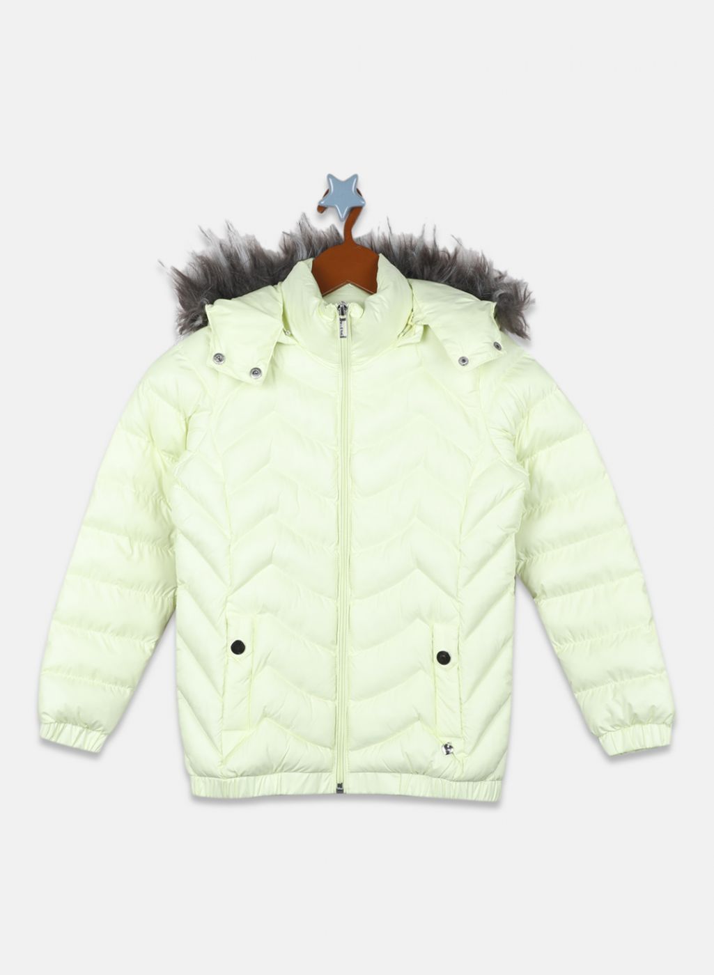 Girls Light Green Solid Jacket