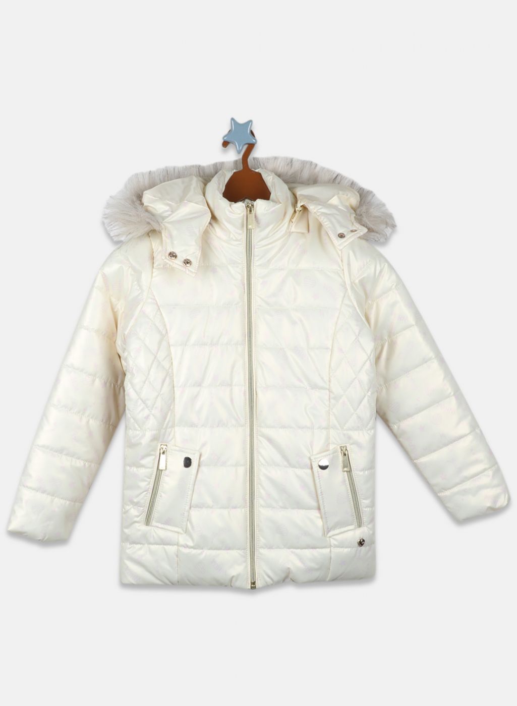 Girls Yellow Printed Jacket