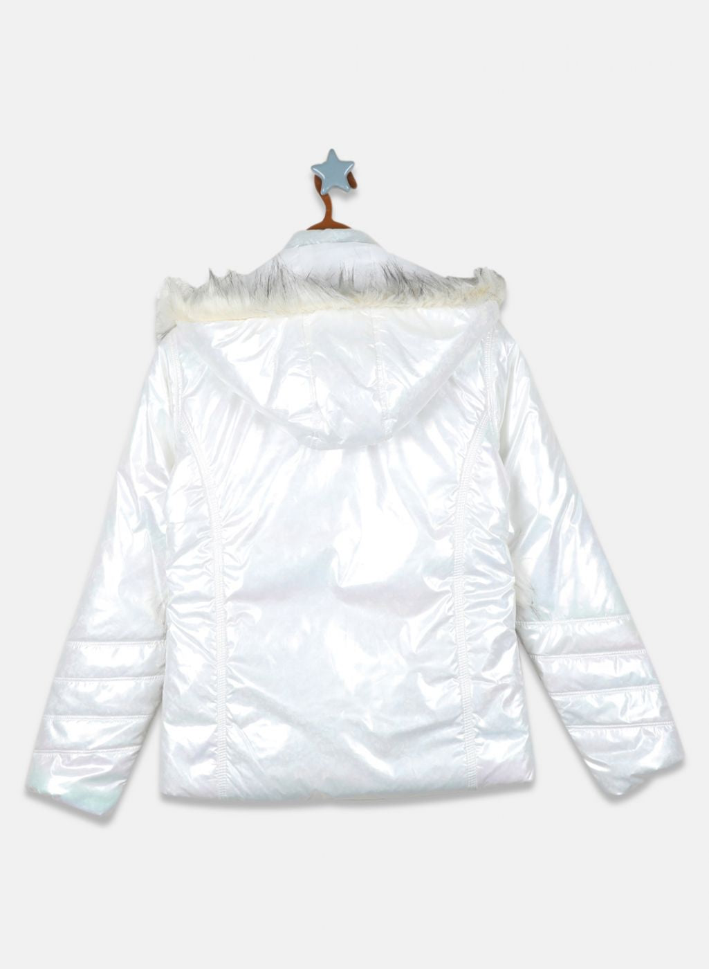 Girls Off White Printed Jacket