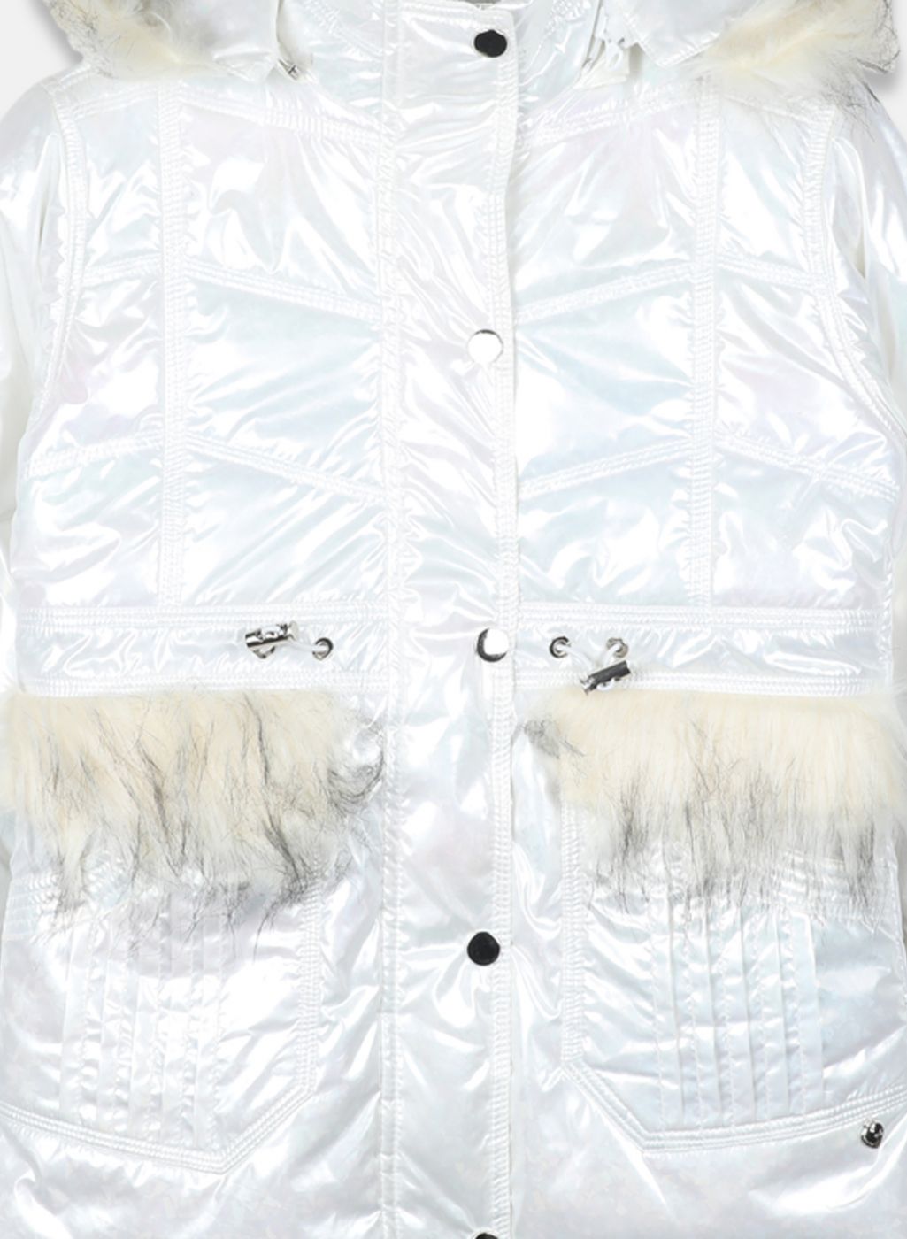 Girls Off White Printed Jacket