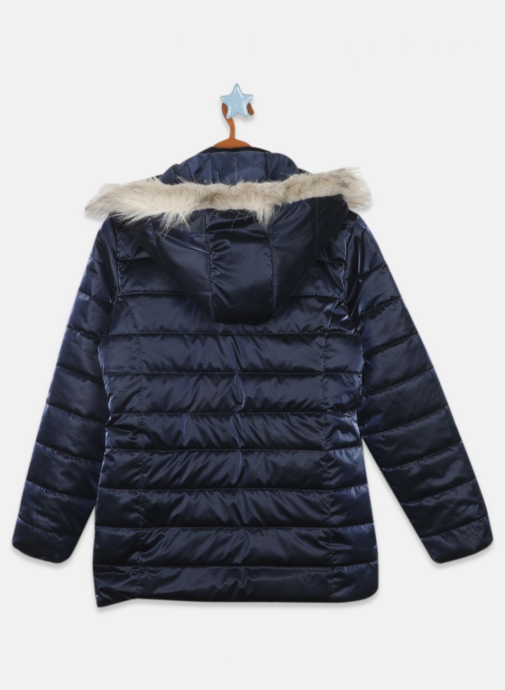 Girls NAvy Blue Printed Jacket