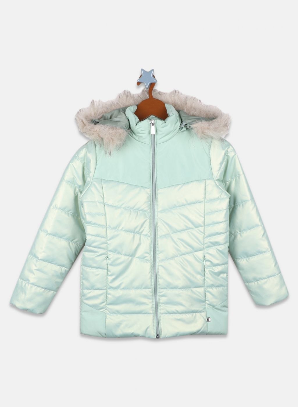 Girls Green Printed Jacket