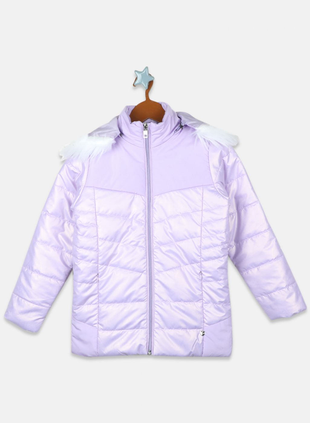 Girls Purple Printed Jacket