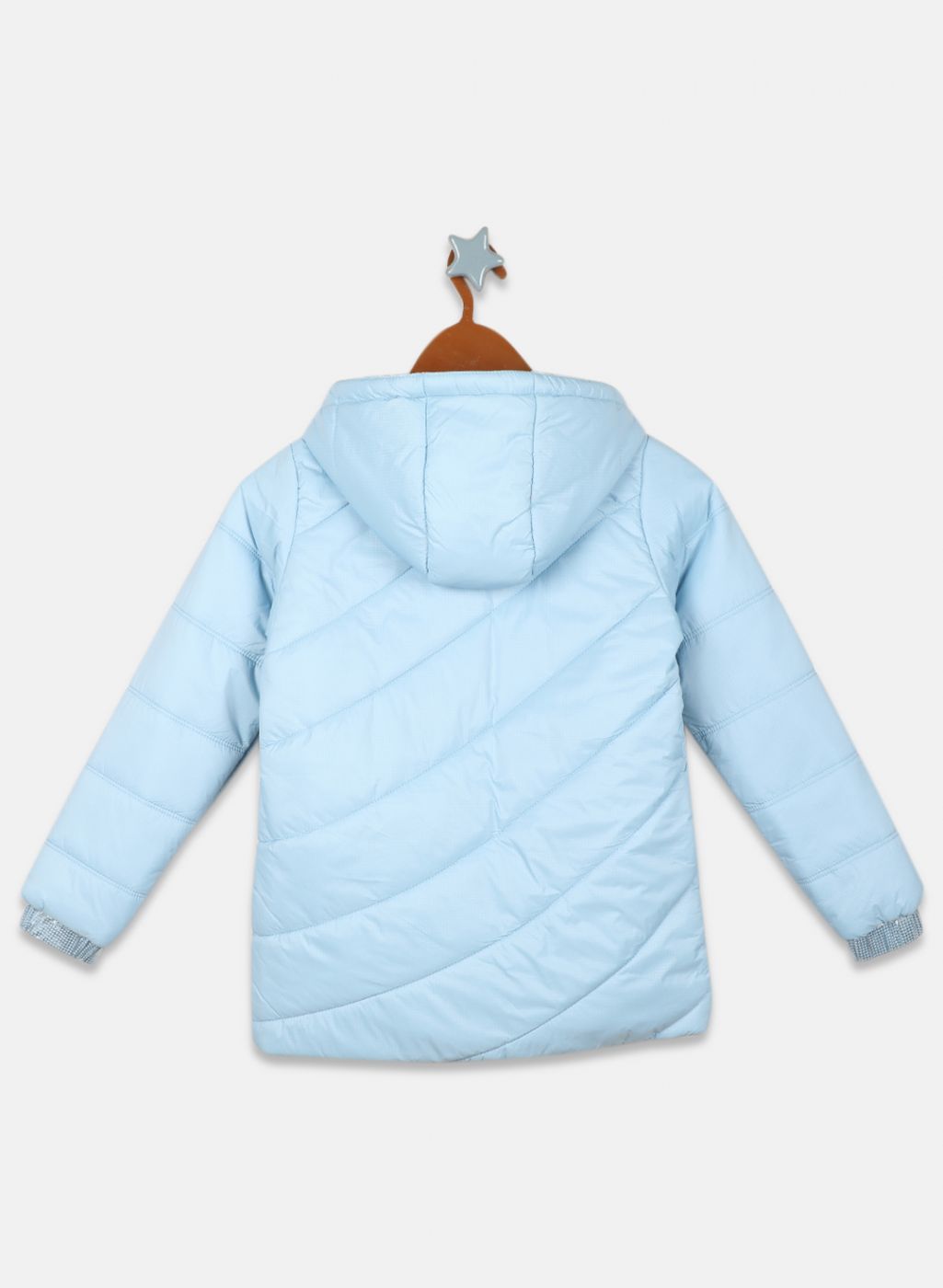 Girls Blue Solid Jacket