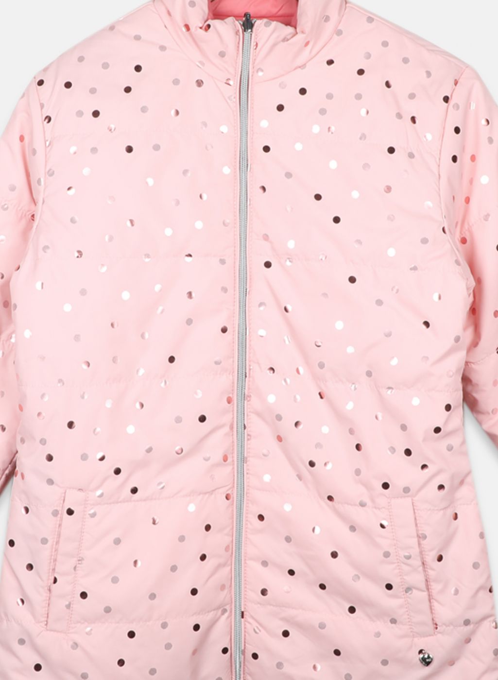 Girls Pink Reversible Printed Jacket