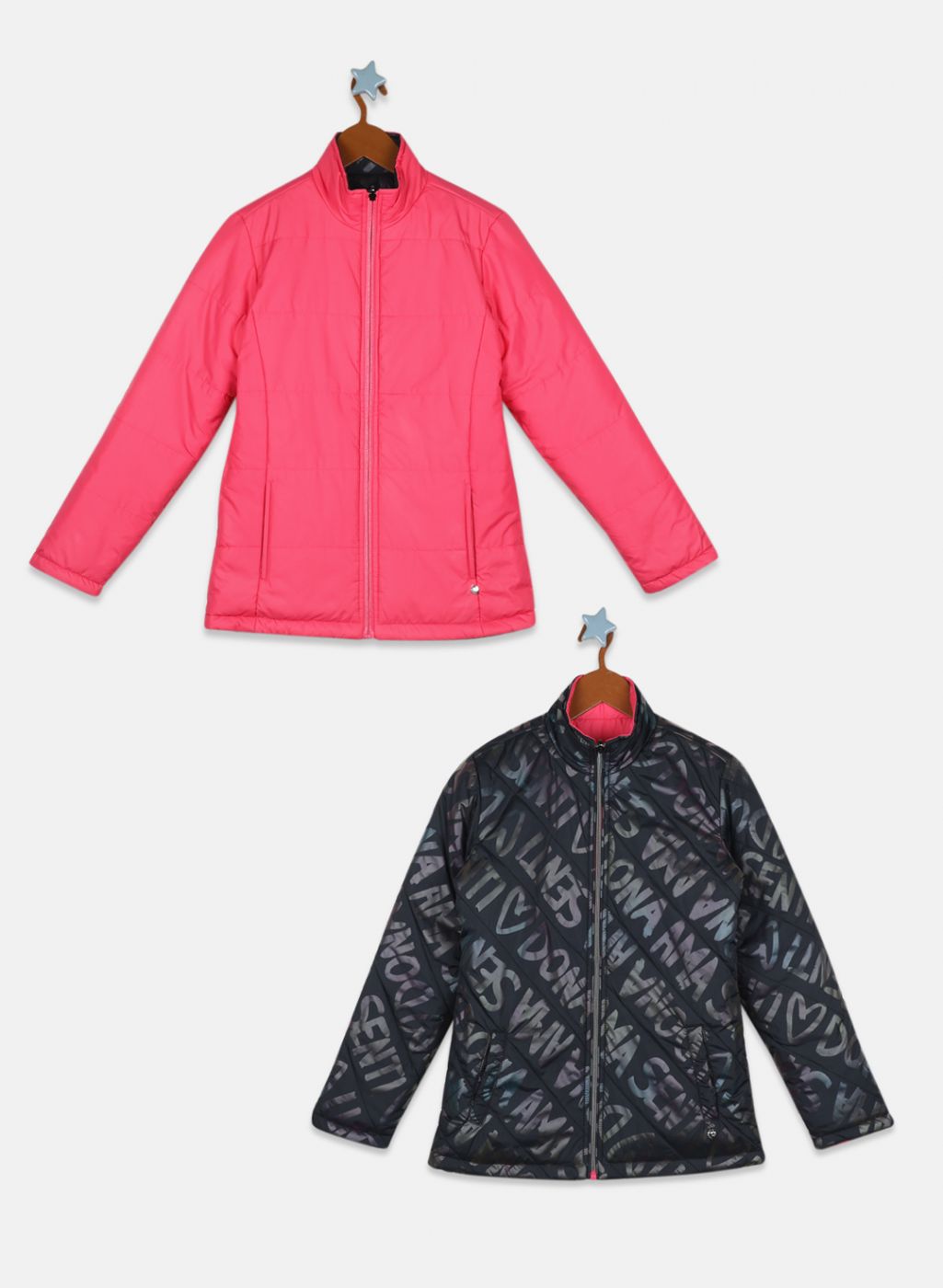 Girls Black Printed Jacket