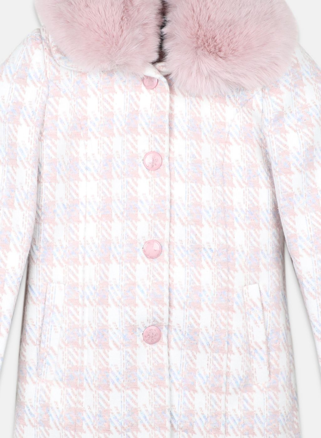 Girls Pink Check Coat