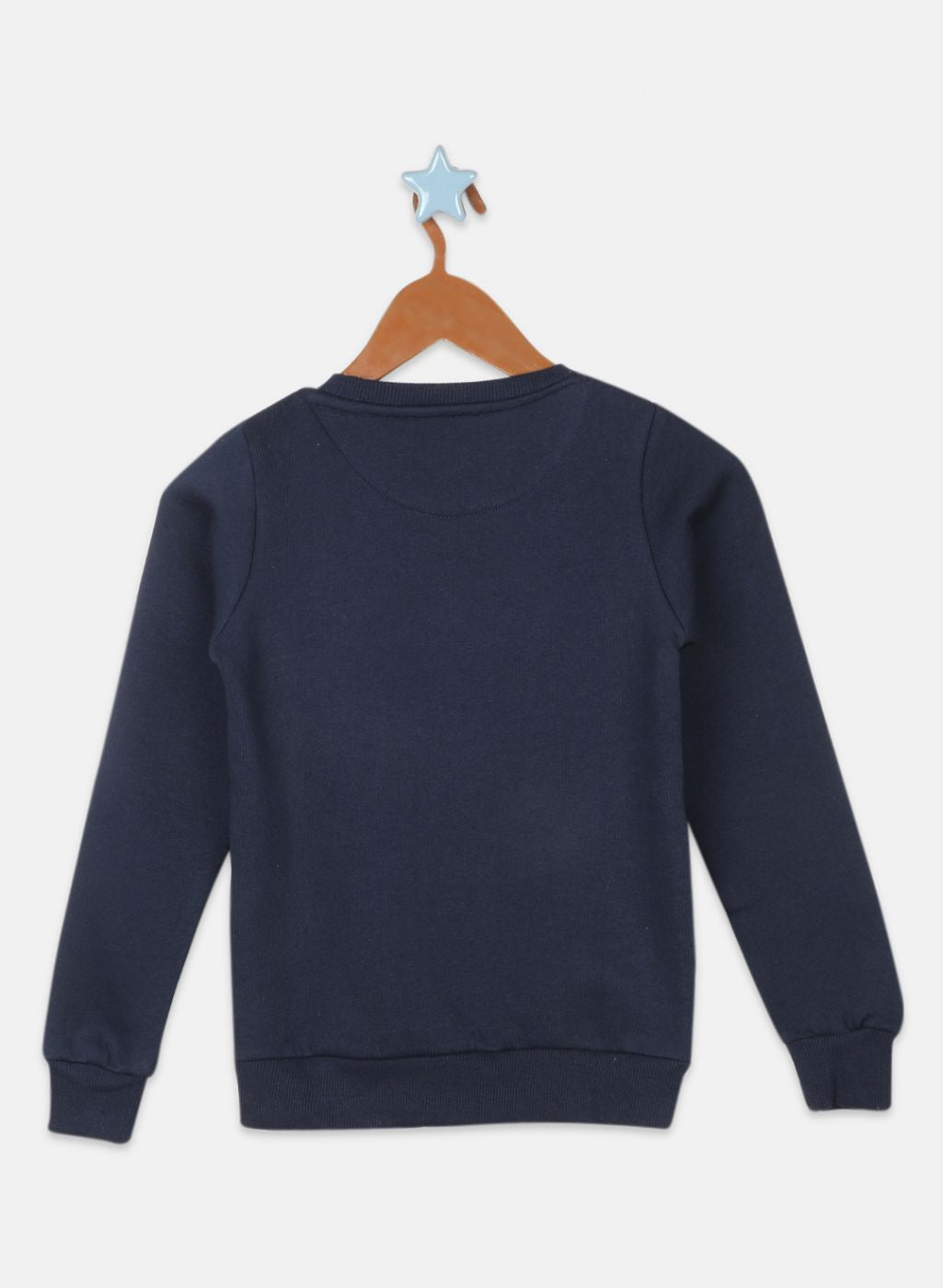 Girls NAvy Blue Printed Sweatshirt