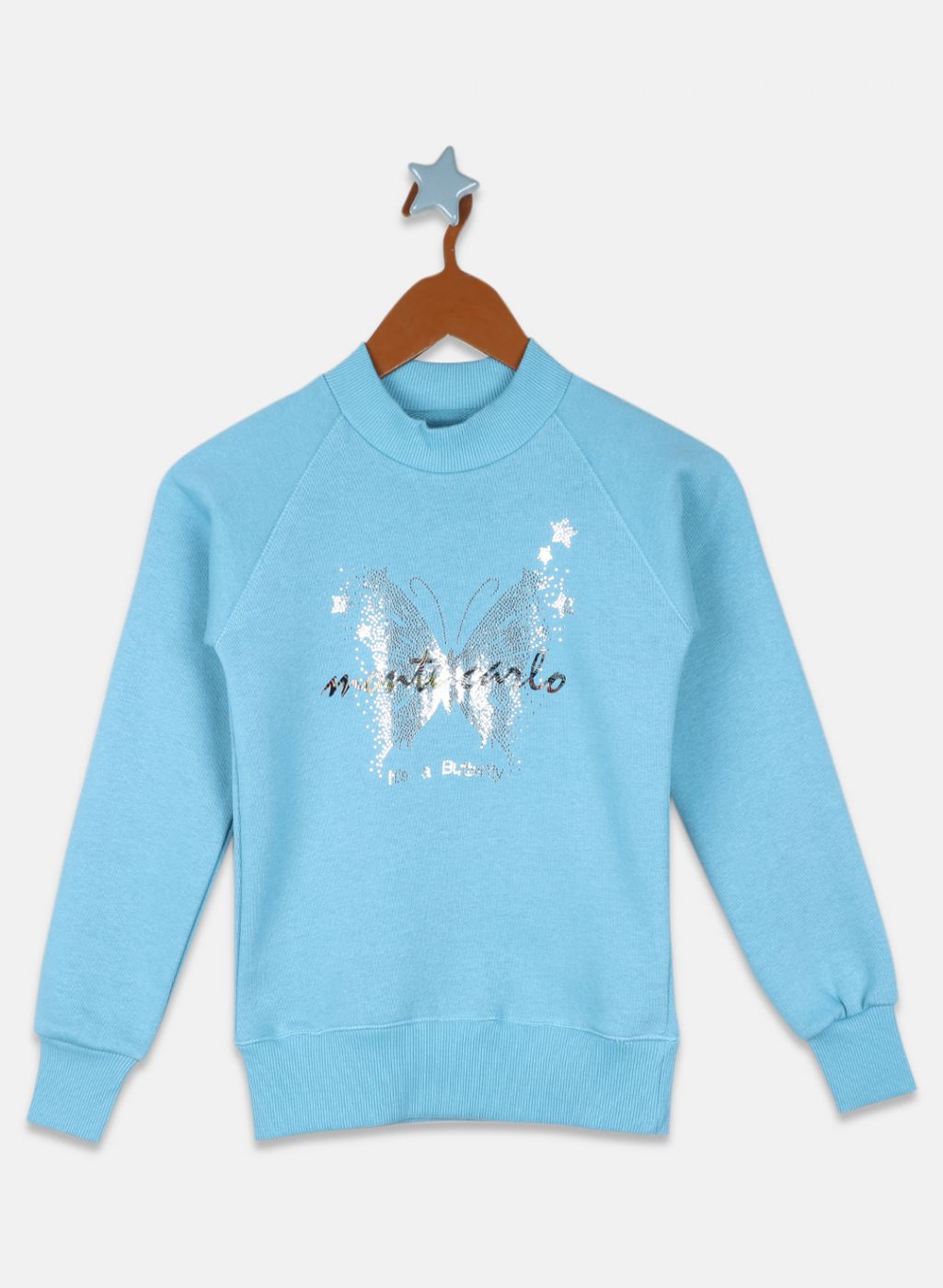 Girls Blue Printed Sweatshirt
