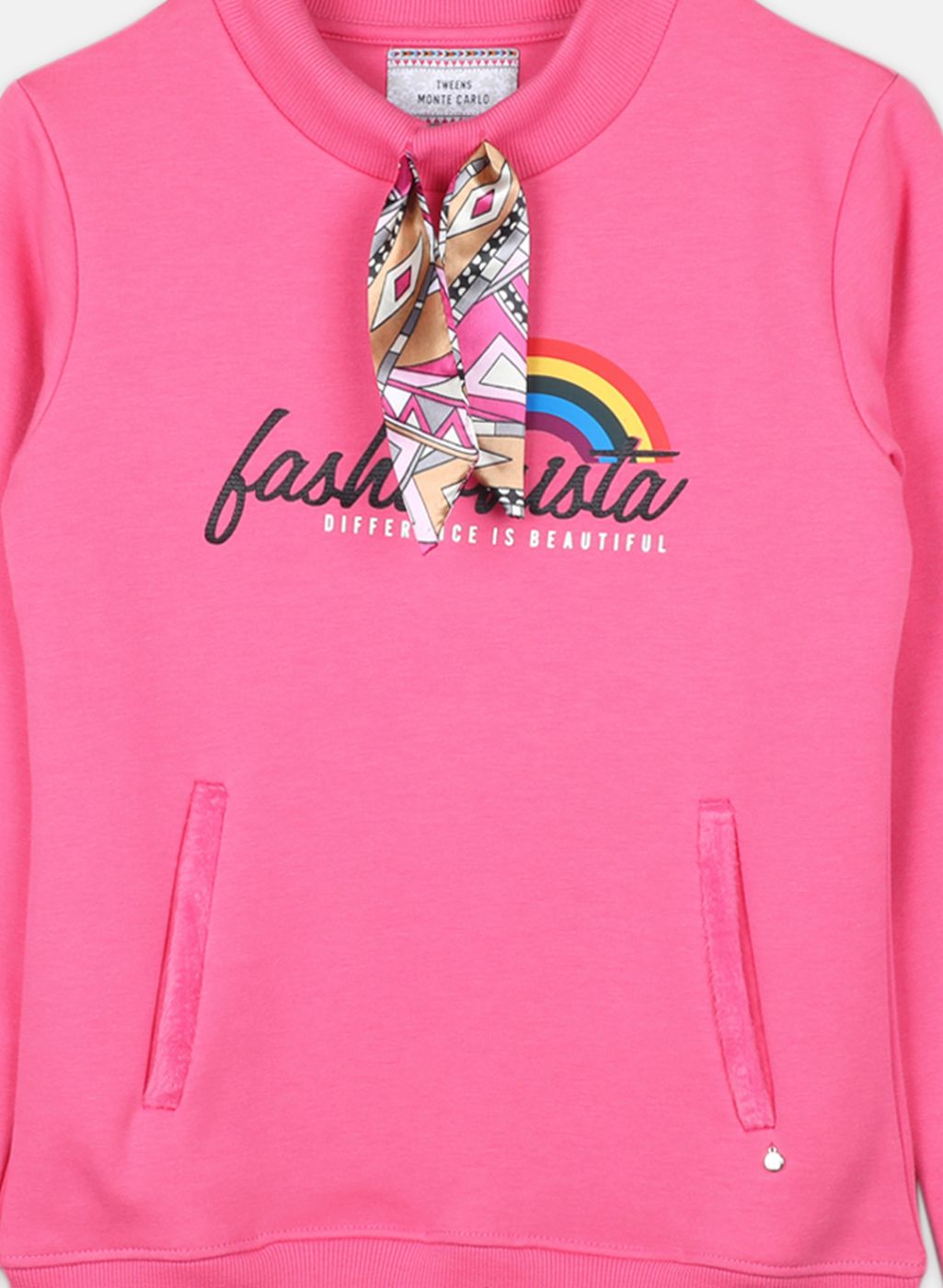 Girls Pink Printed Sweatshirt