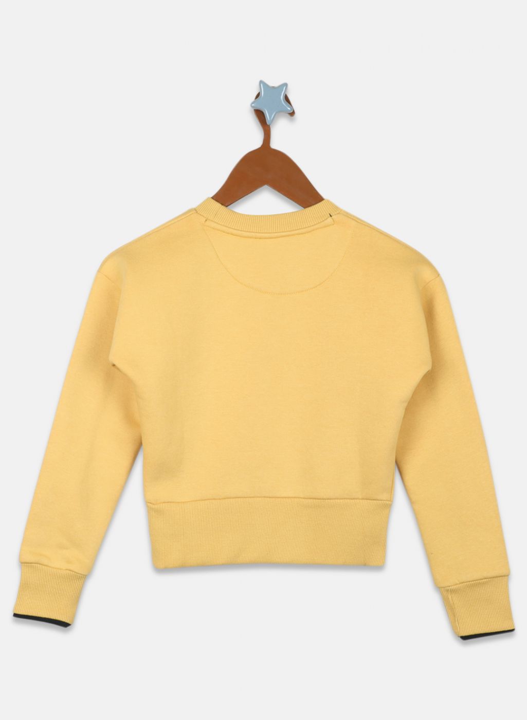 Girls Yellow Printed Sweatshirt