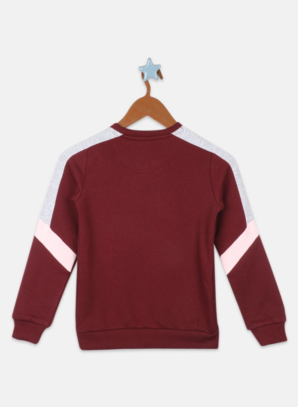 Girls Maroon Printed Sweatshirt