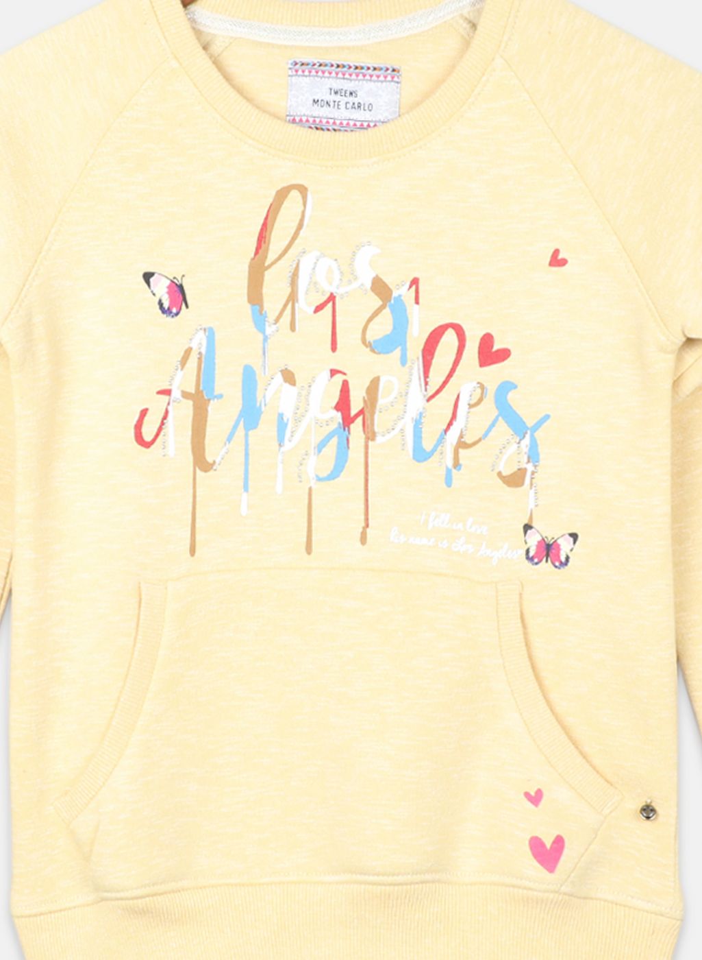 Girls Yellow Printed Sweatshirt