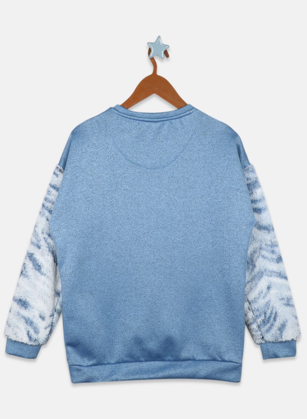 Girls NAvy Blue Printed Sweatshirt