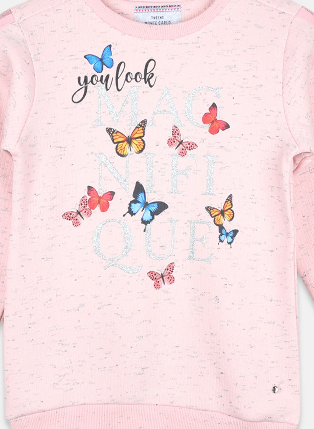 Girls Pink Printed Sweatshirt