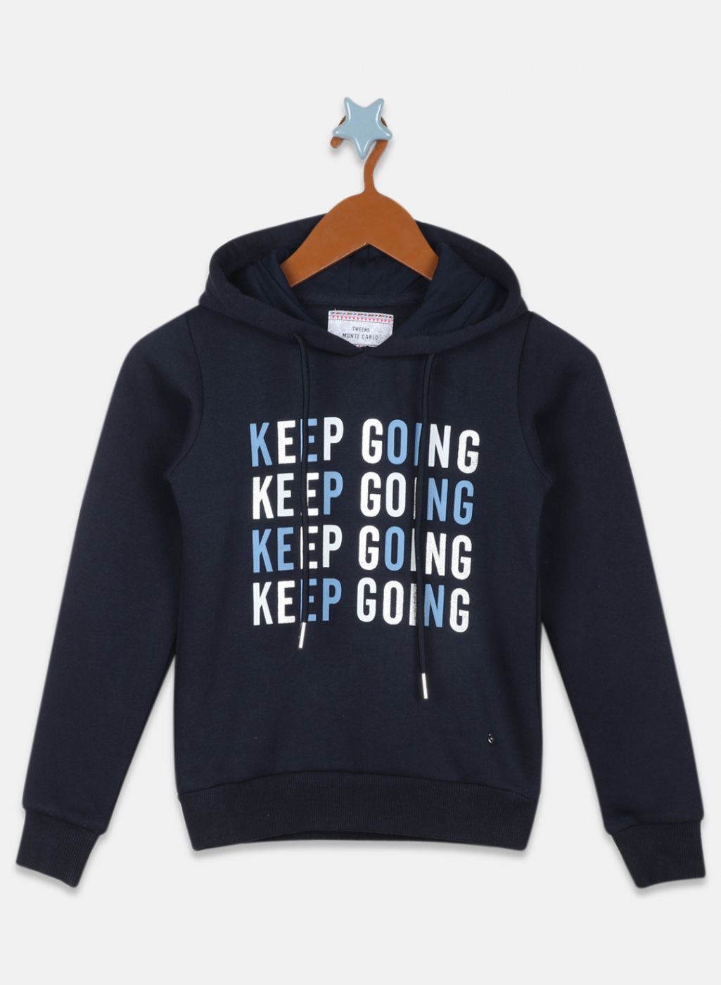 Girls NAvy Blue Printed Sweatshirt