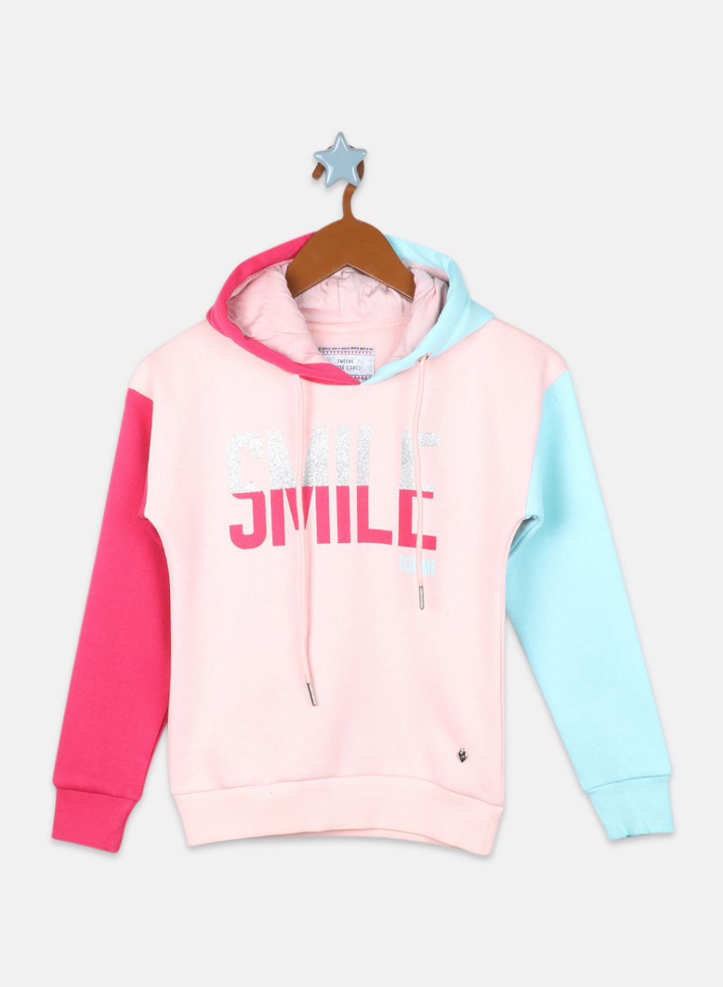 Girls Peach Printed Sweatshirt