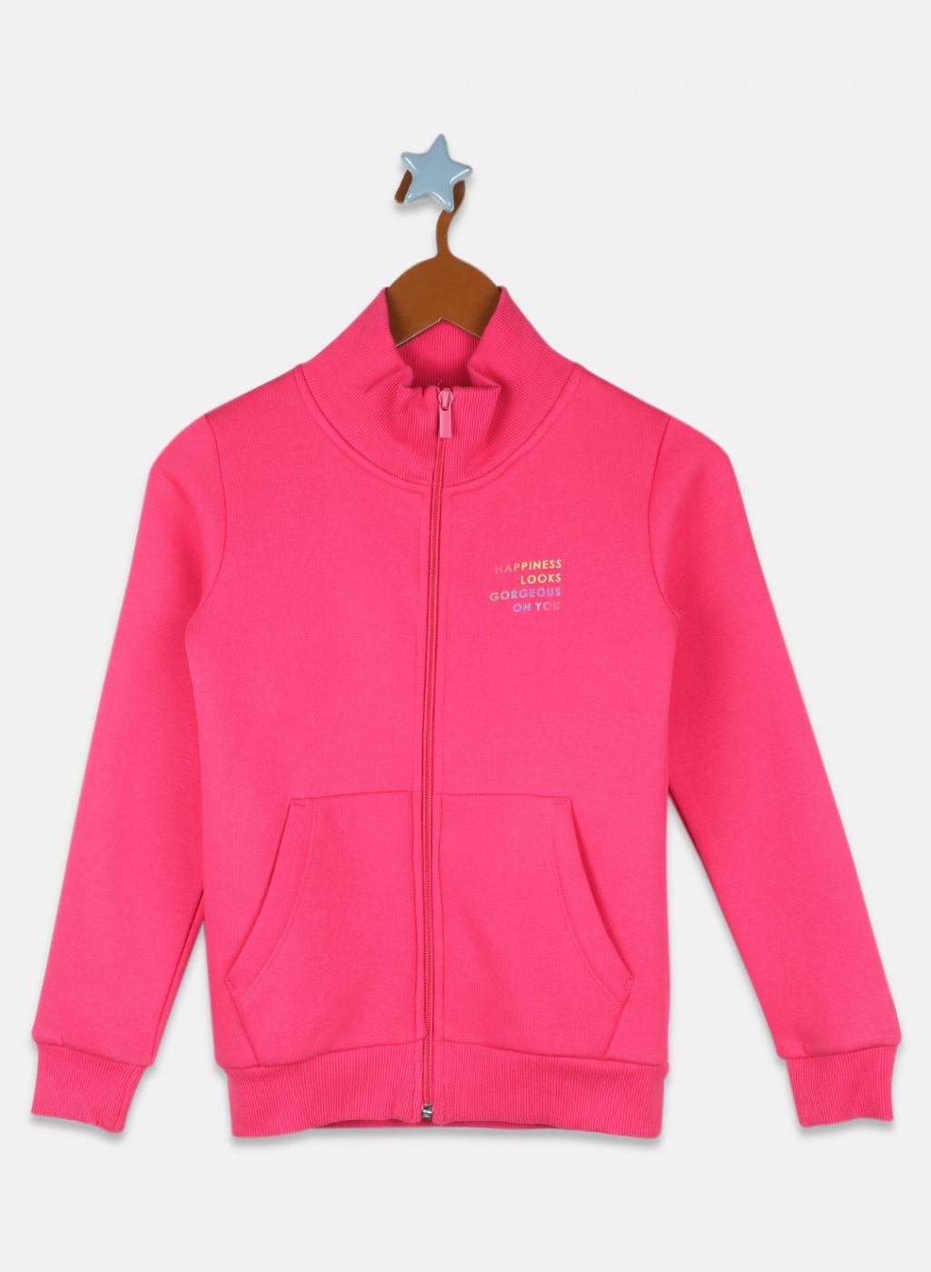 Girls Pink Solid Sweatshirt