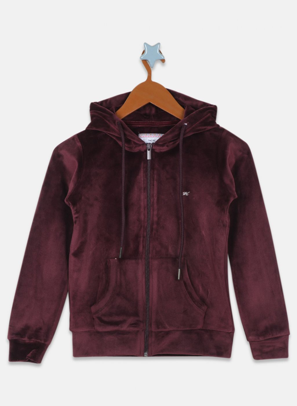 Girls Burgundy Solid Sweatshirt