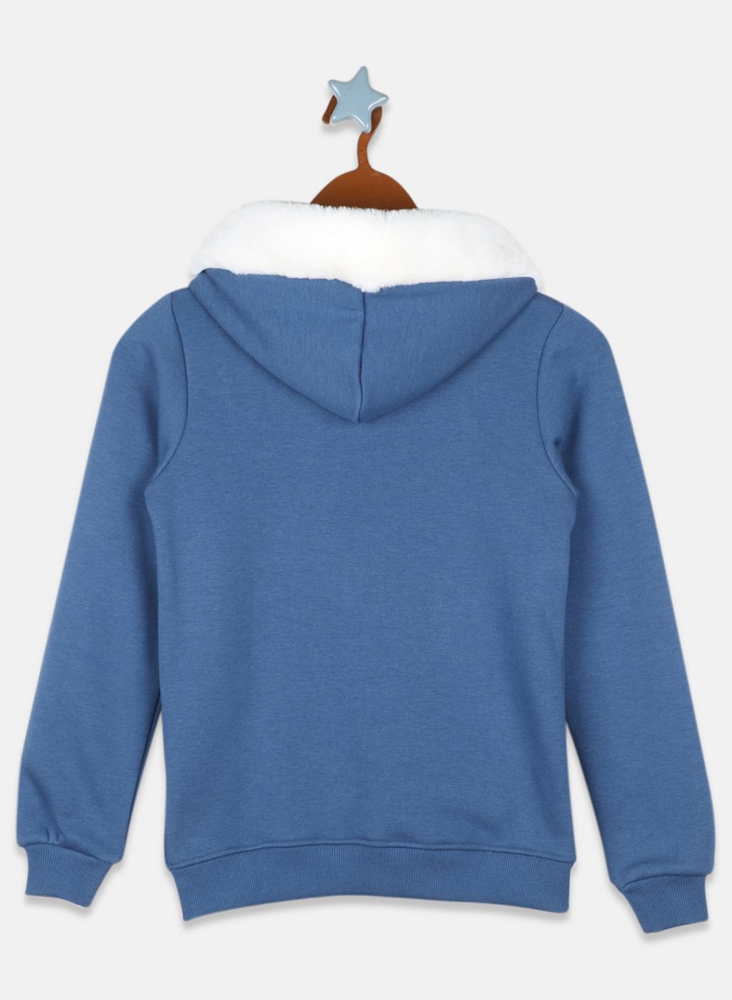 Girls Blue Printed Sweatshirt