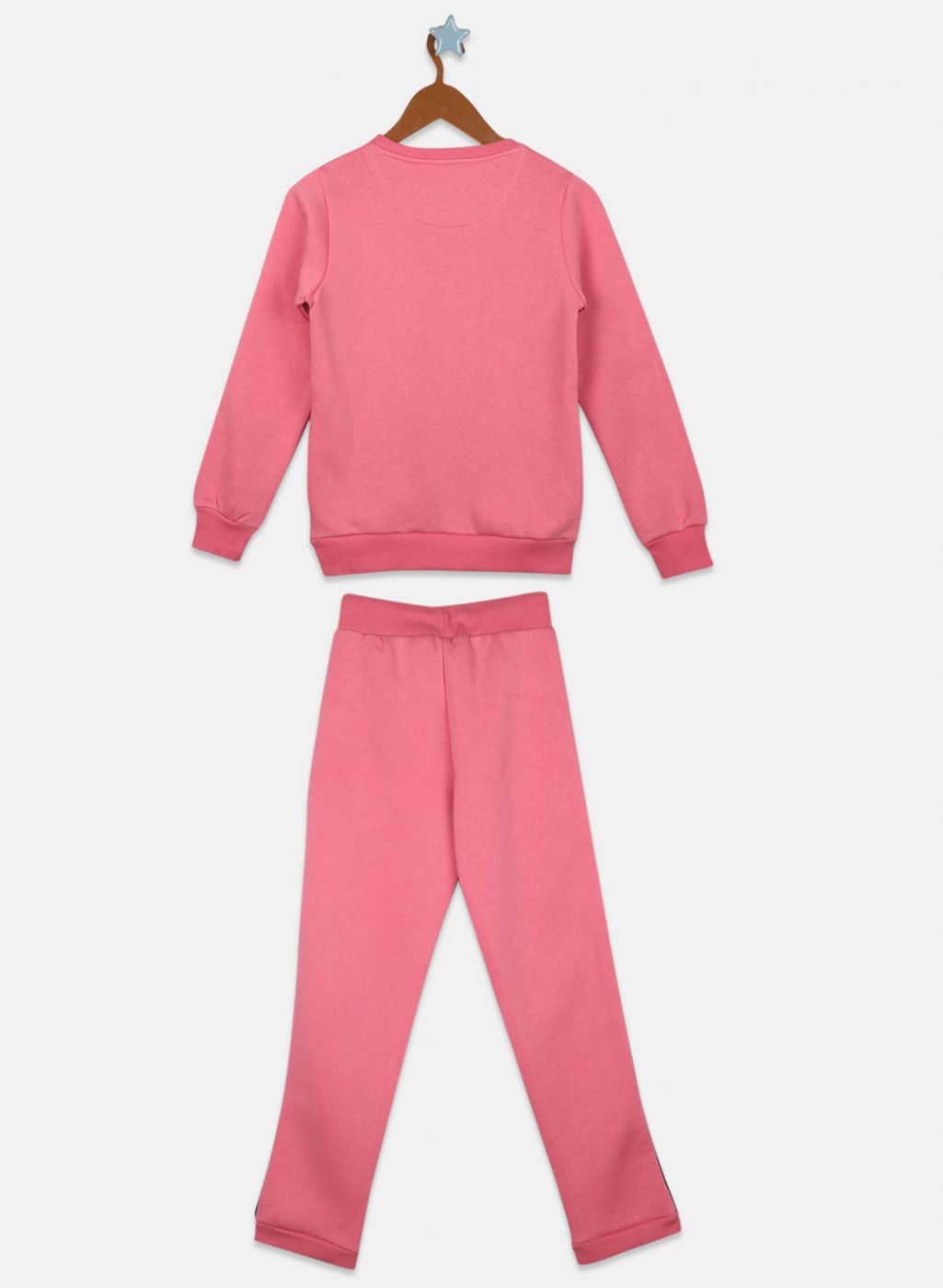 Girls Pink Printed Tracksuit