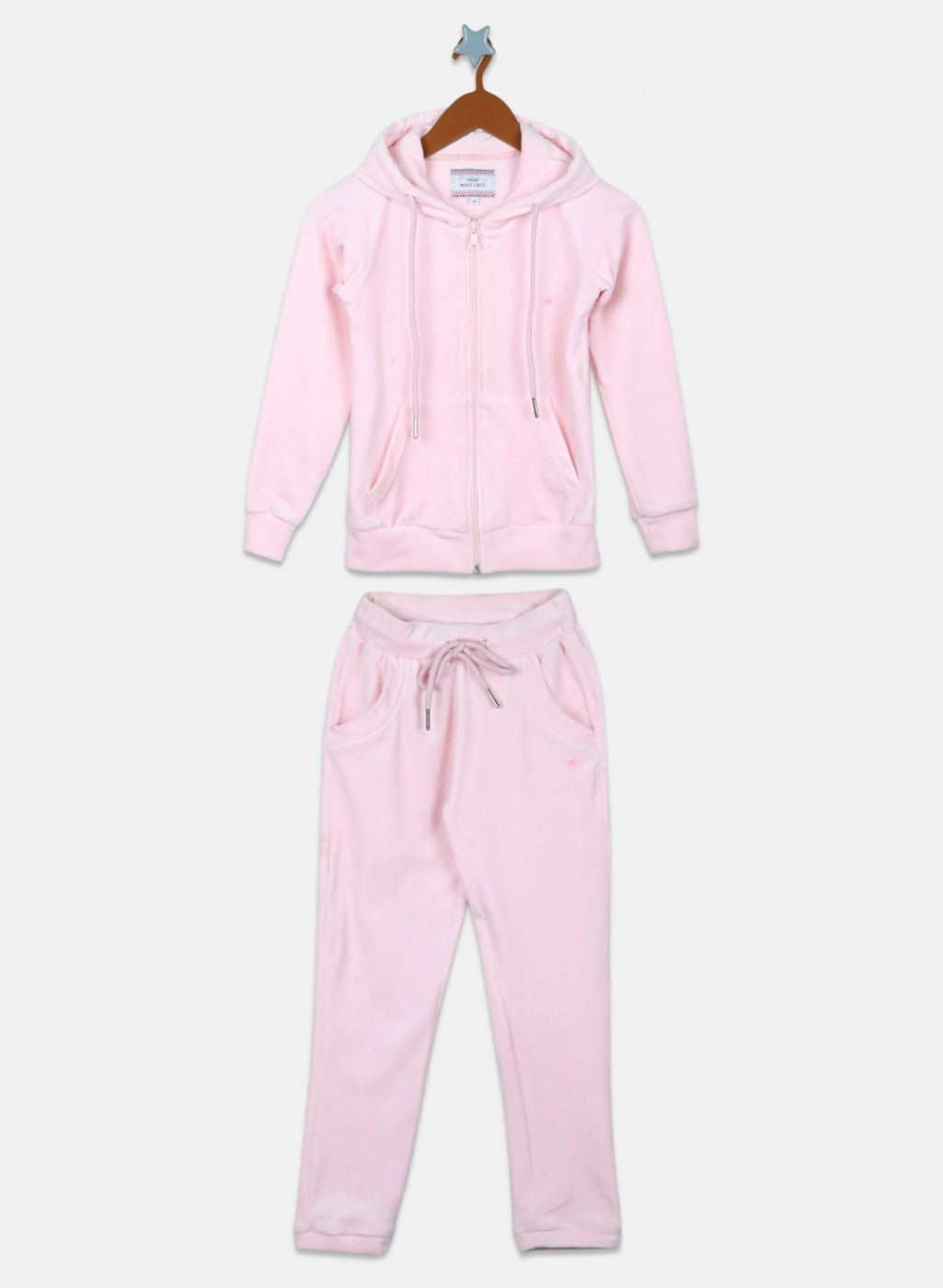 Girls Pink Solid Tracksuit