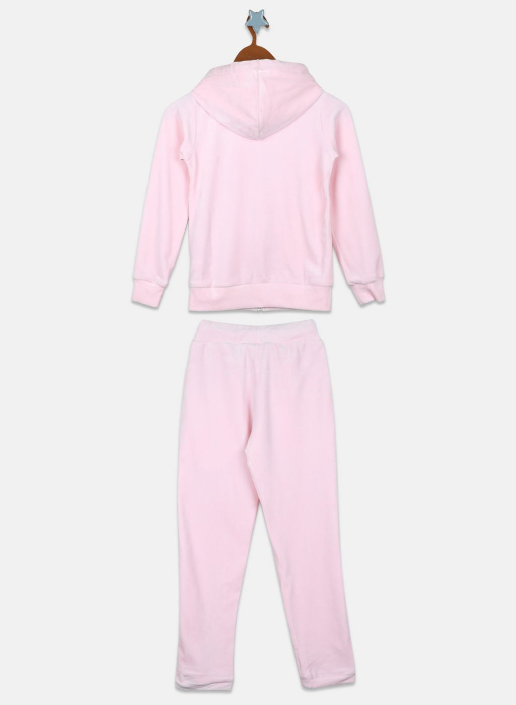 Girls Pink Solid Tracksuit