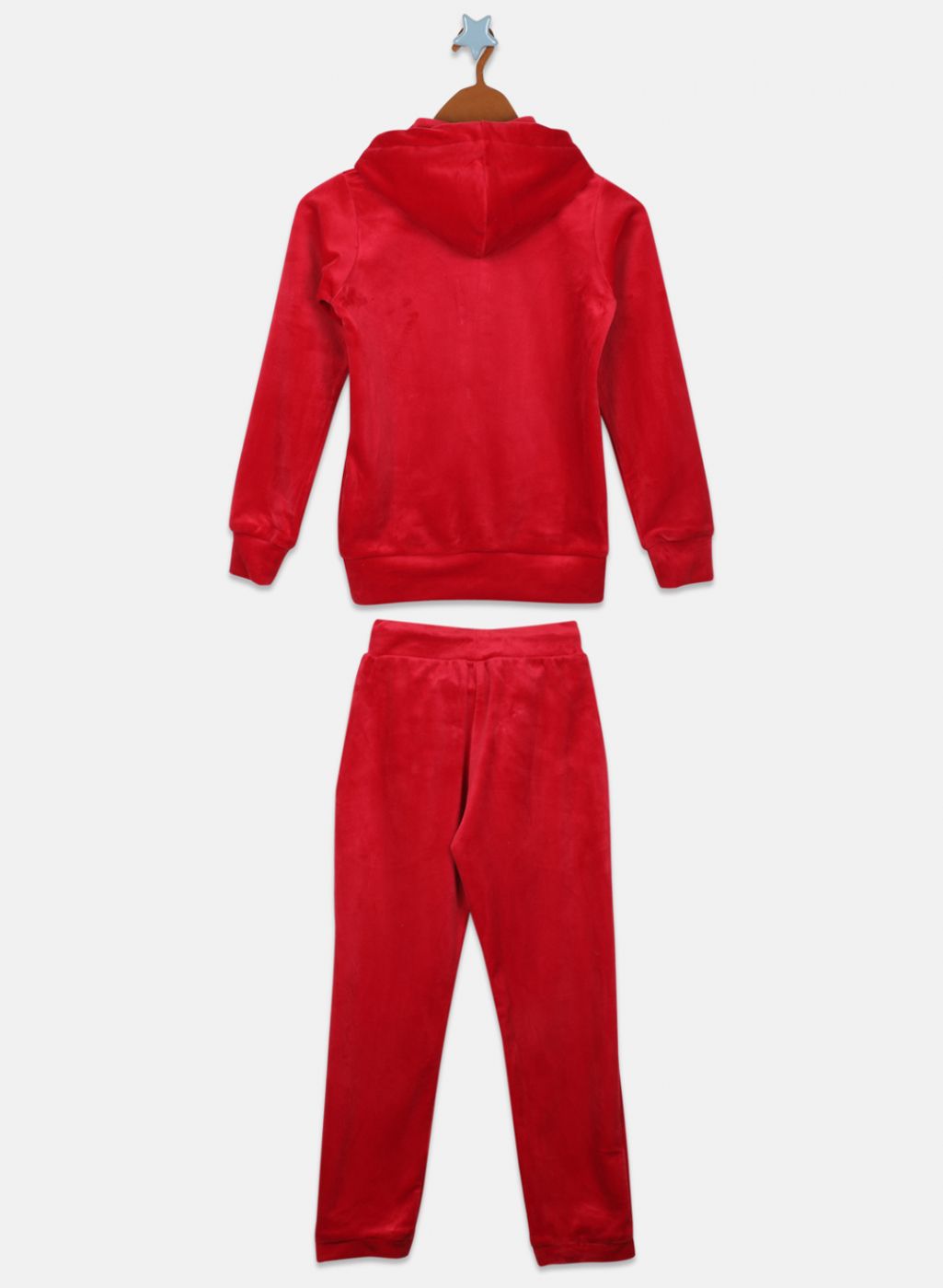 Girls Red Solid Tracksuit