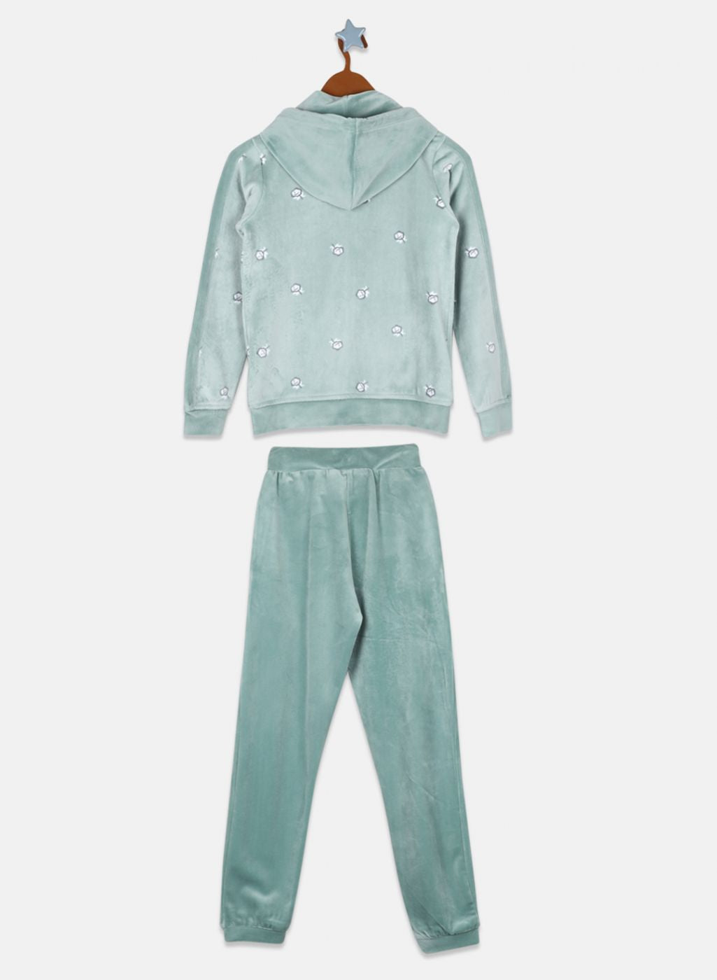 Girls Green Printed Tracksuit