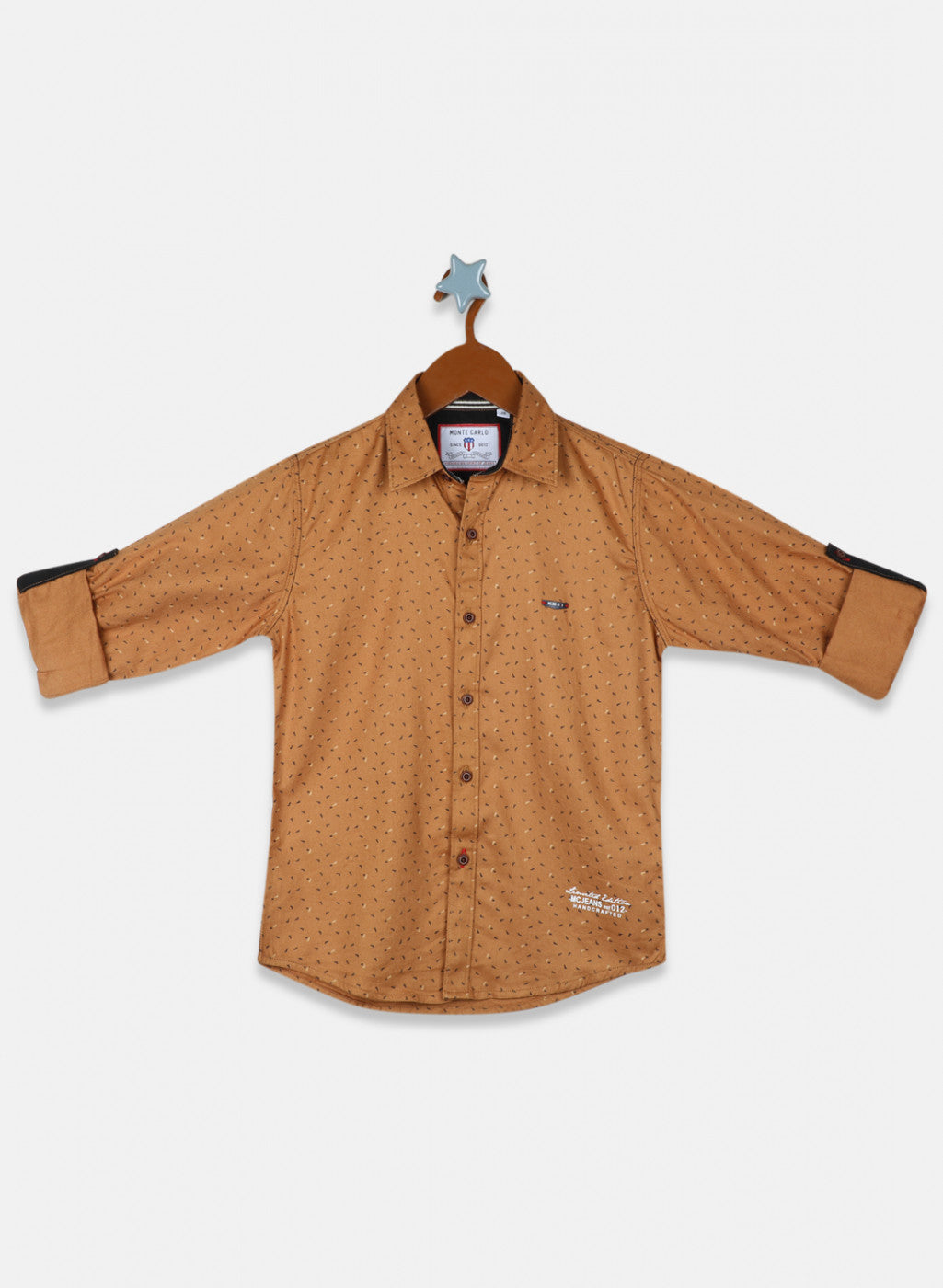 Boys Mustard Printed Shirt