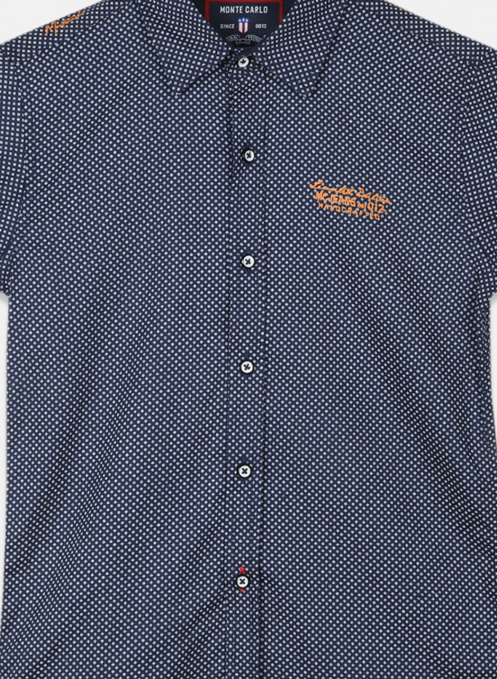 Boys Blue Printed Shirt