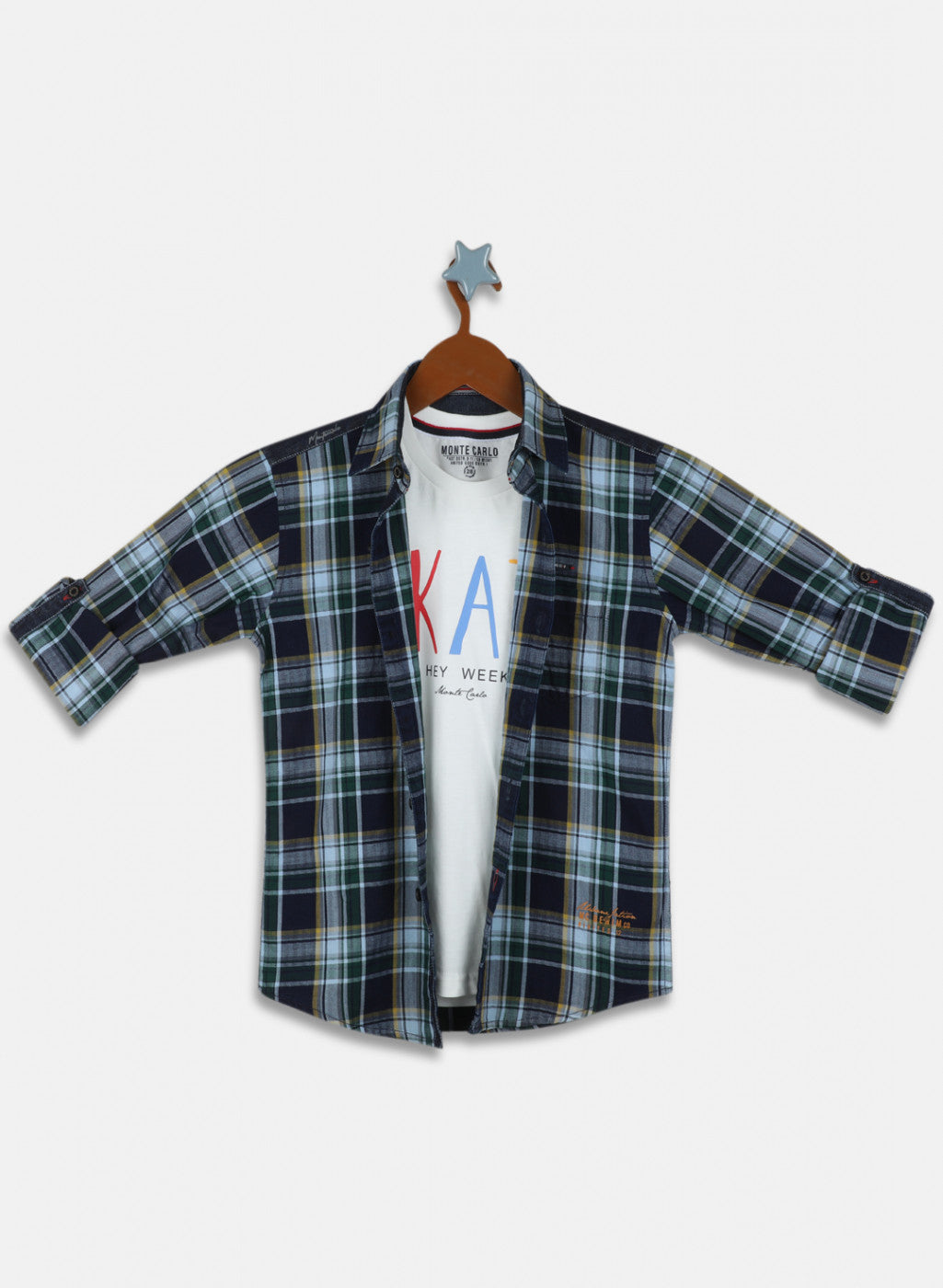 Boys Green Check Shirt