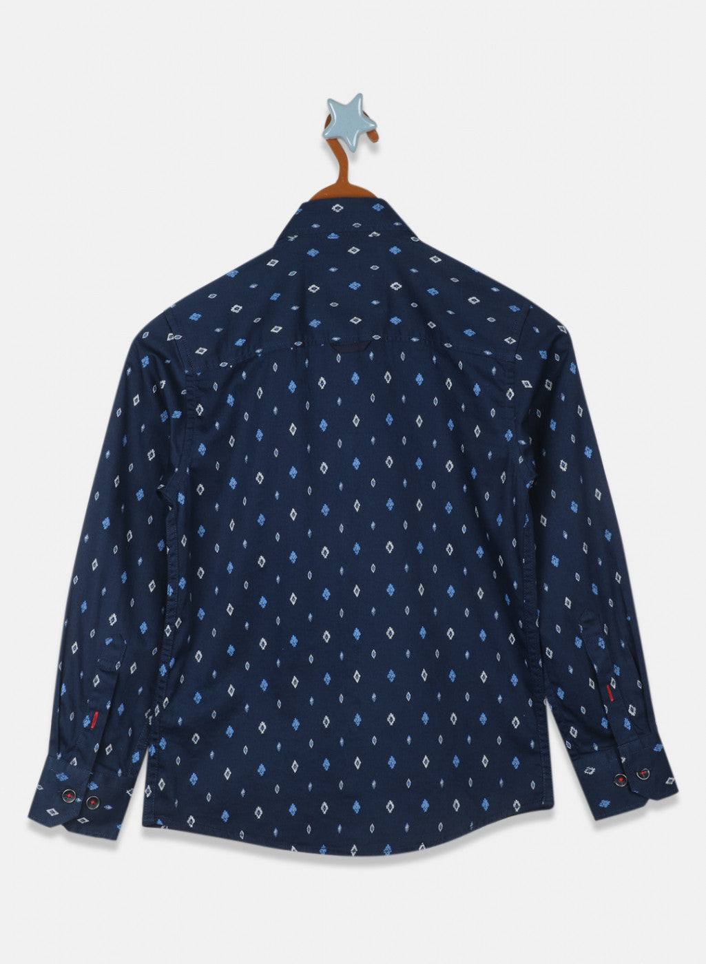 Boys Navy Blue Printed Shirt