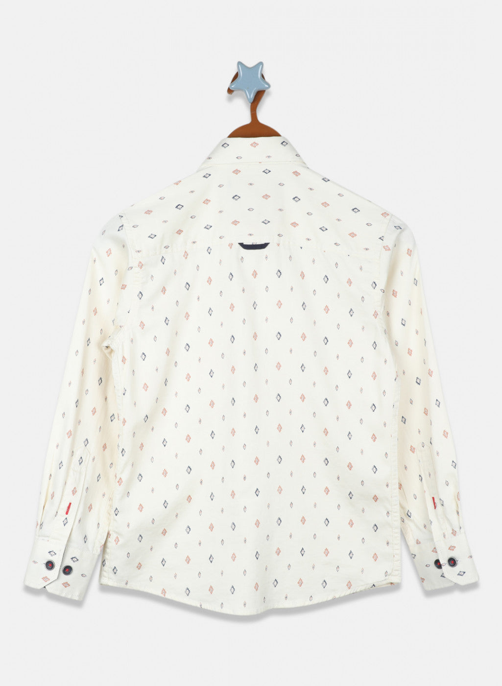 Boys Off White Printed Shirt