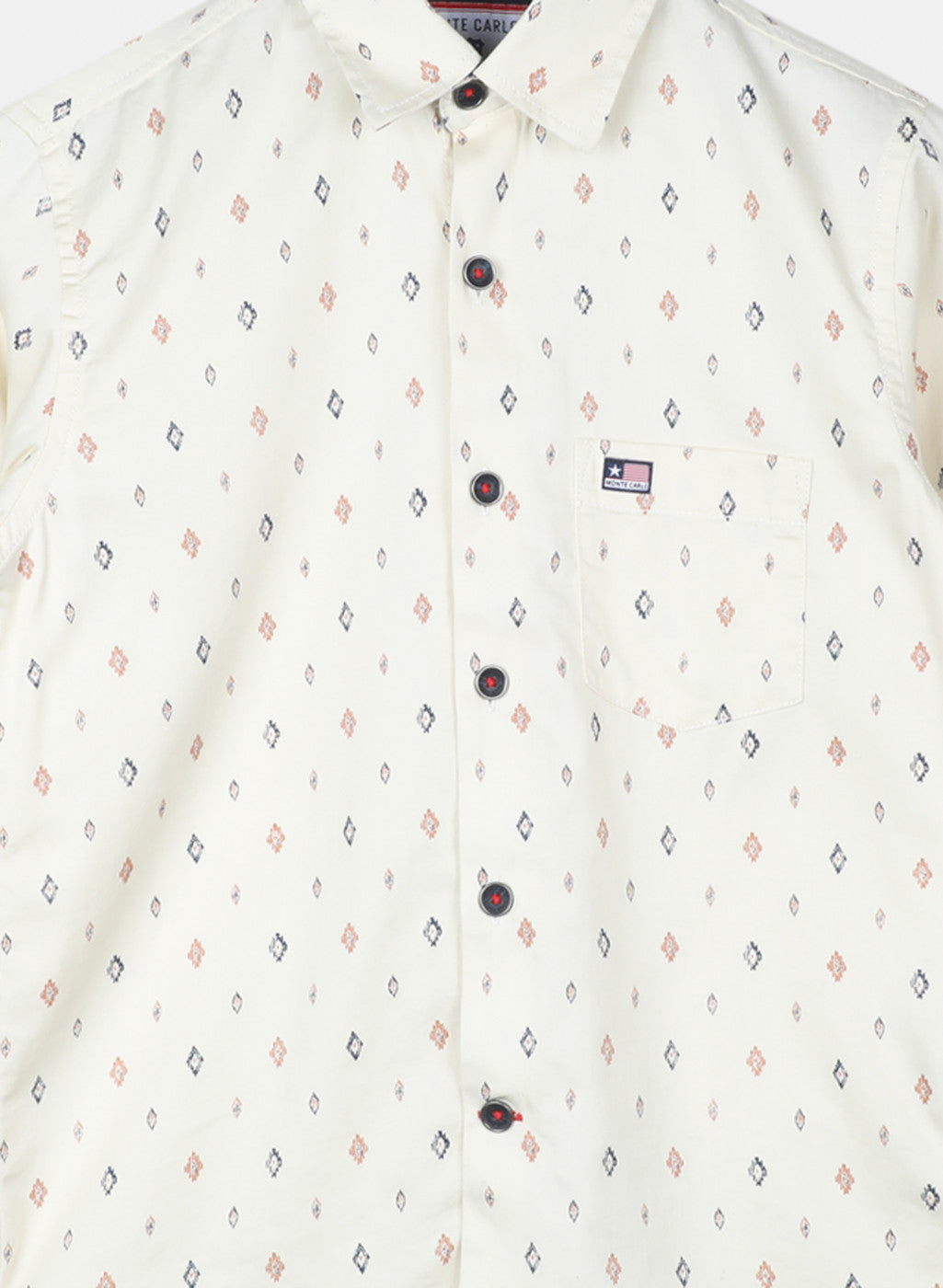 Boys Off White Printed Shirt