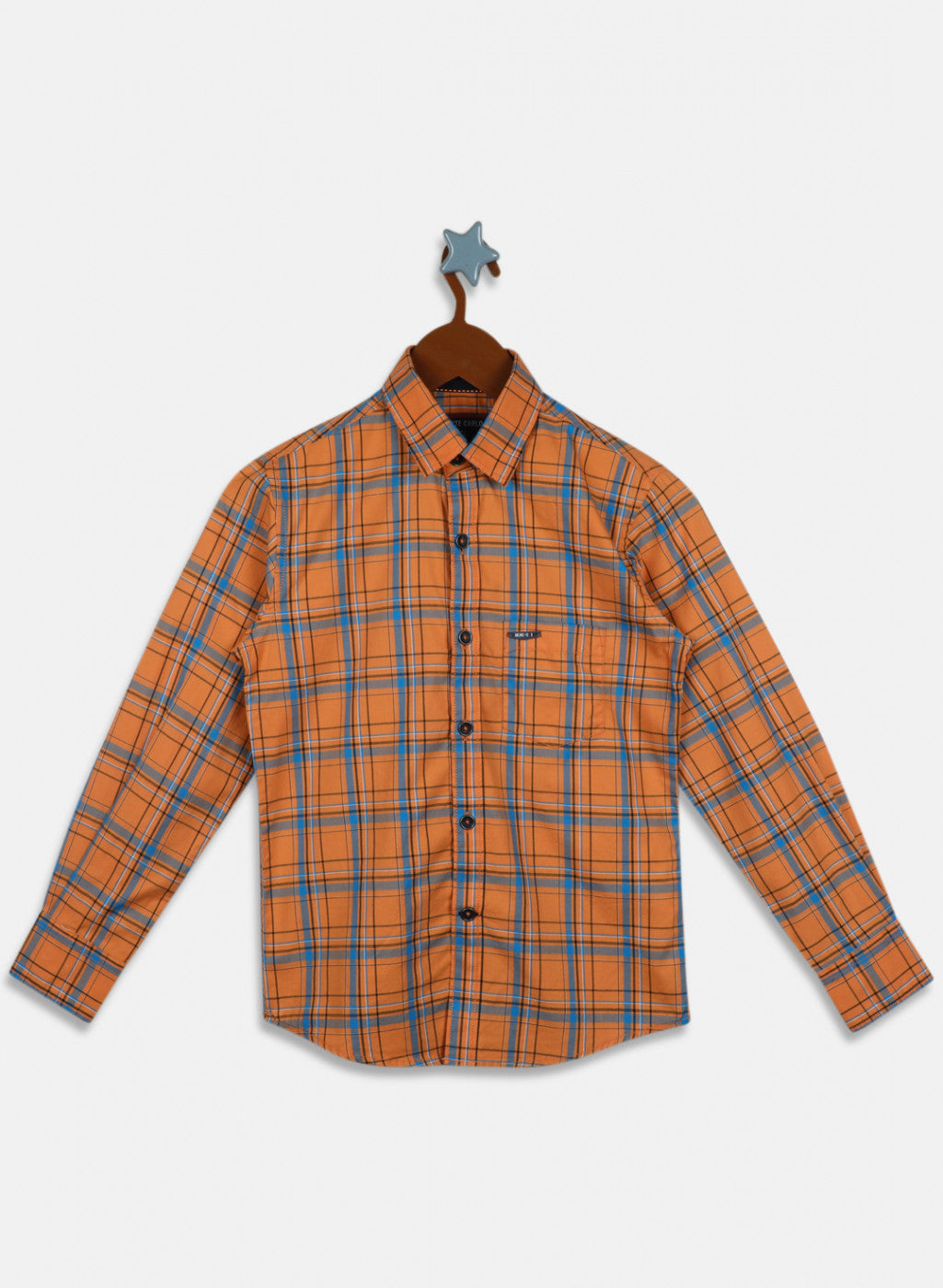 Boys Orange Check Shirt