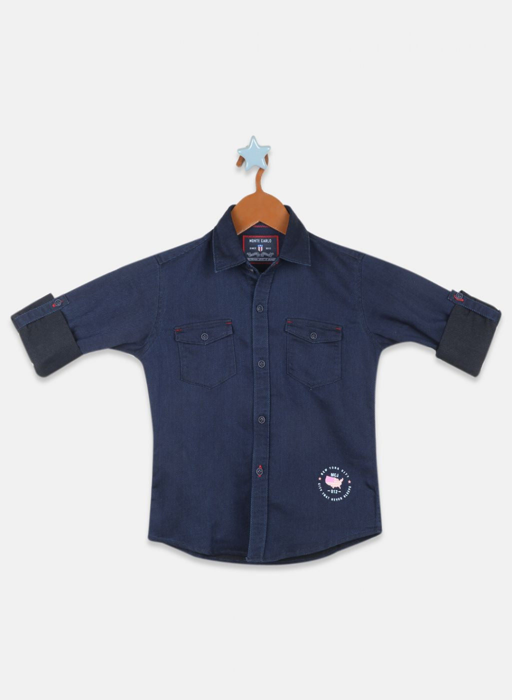 Boys Blue Solid Shirt