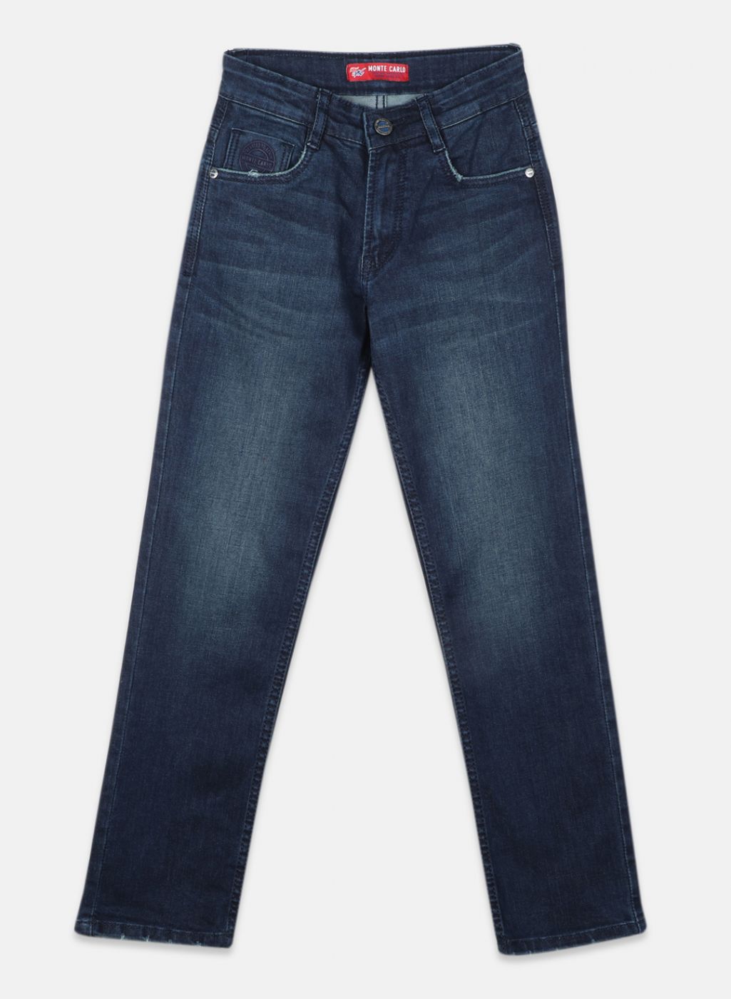 Boys Navy Blue Solid Regular Fit Denim Jeans